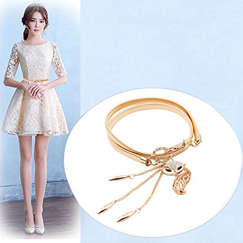 LABANCA Women's Fashion Metal Chain Dress Belt with Hollow Leaf Bead Pendant - Stylish Waist Belt for Sweaters, Dresses & Outfit Accessories - Perfect for Casual, Office & Evening Wear
