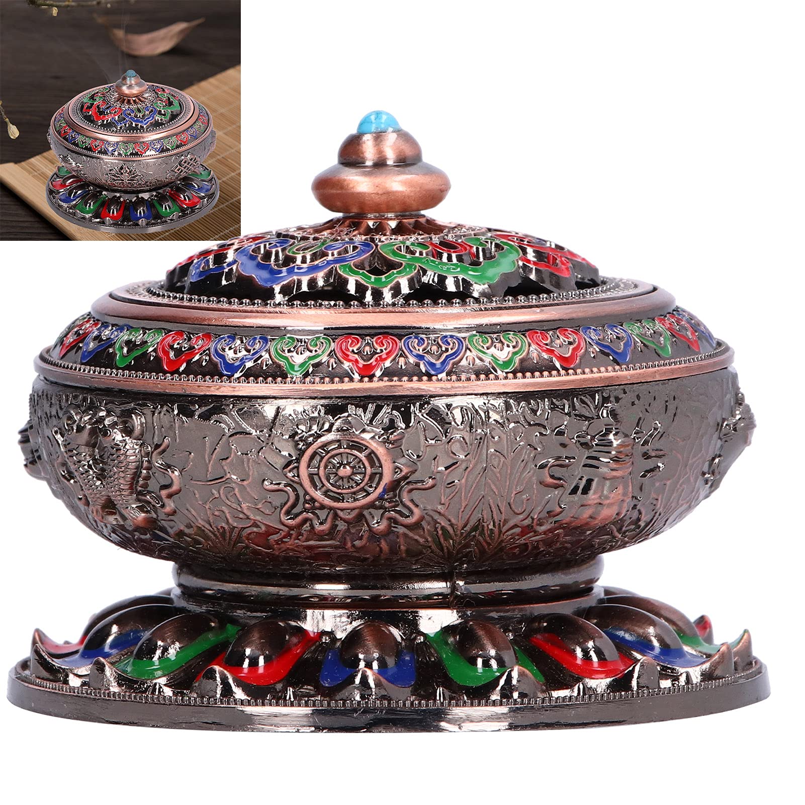 Premium Incense Holder - Elegant & Functional Incense Burner with Ash Catcher for Incense Sticks & Coils | Perfect for Offices, Tea Houses, Meditation & Home Decor (Red)