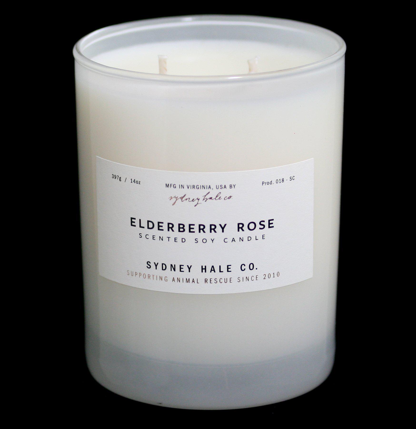 Sydney Hale Elderberry Rose Scented Candle - 100% Soy Wax, Hand-Poured, Long-Lasting Fragrance for Home, Spa, Yoga & Meditation Room Aromatherapy