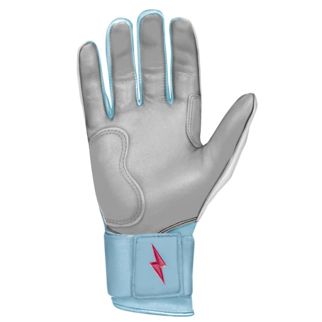 Bruce Bolt PREMIUM PRO Long Cuff Batting Gloves - White | Baseball & Softball Training Gloves for Hitting Practice & Games | Durable & Comfortable Batting Gloves for Players