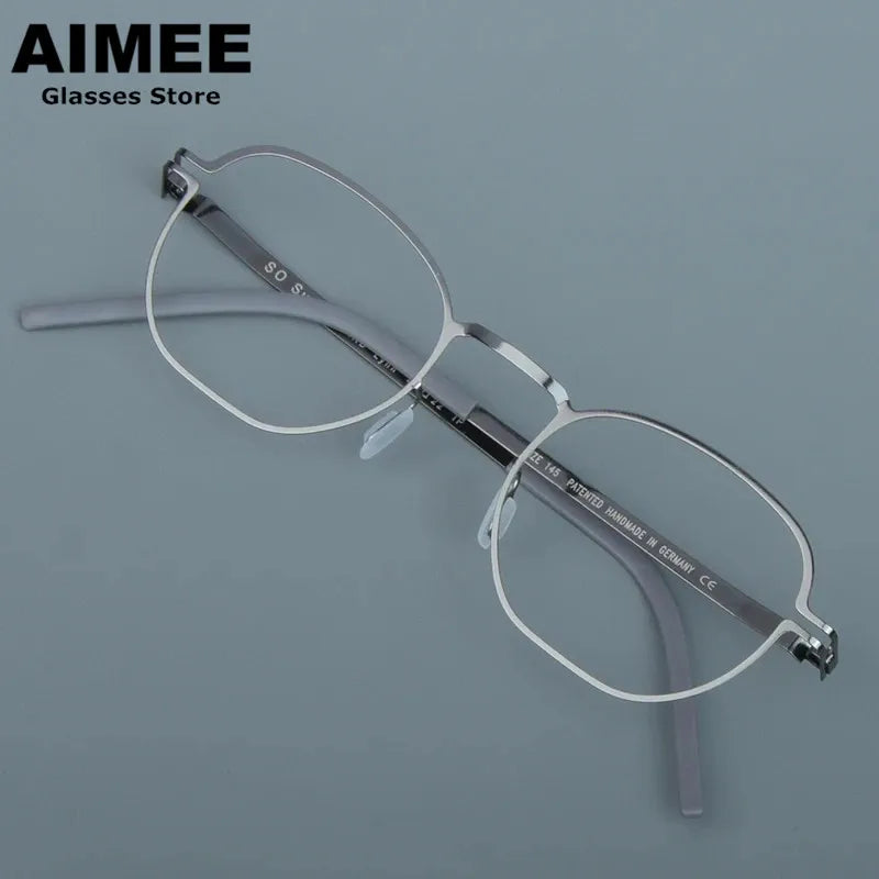 Aimee Unisex Full Rim Polygon Square Screwless Steel Eyeglasses Frame 14149 - Trendy Geometric Glasses for Men & Women - Perfect for Work, Reading, and Fashion Accessories