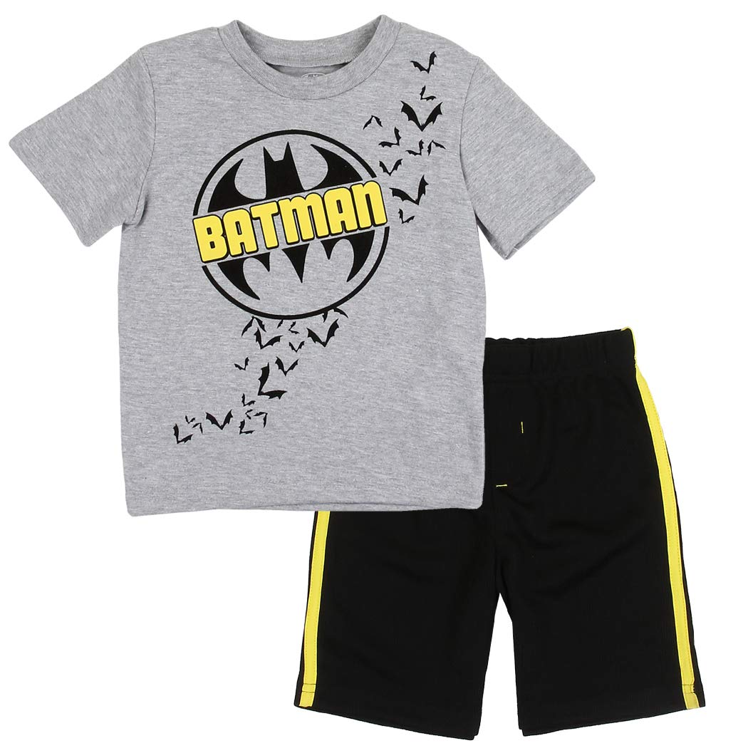 Batman Toddler Boys' Superhero Costume Set - Bat Logo Tee & Mesh Shorts for Kids | Perfect for Halloween, Birthday Parties & Dress-Up Play