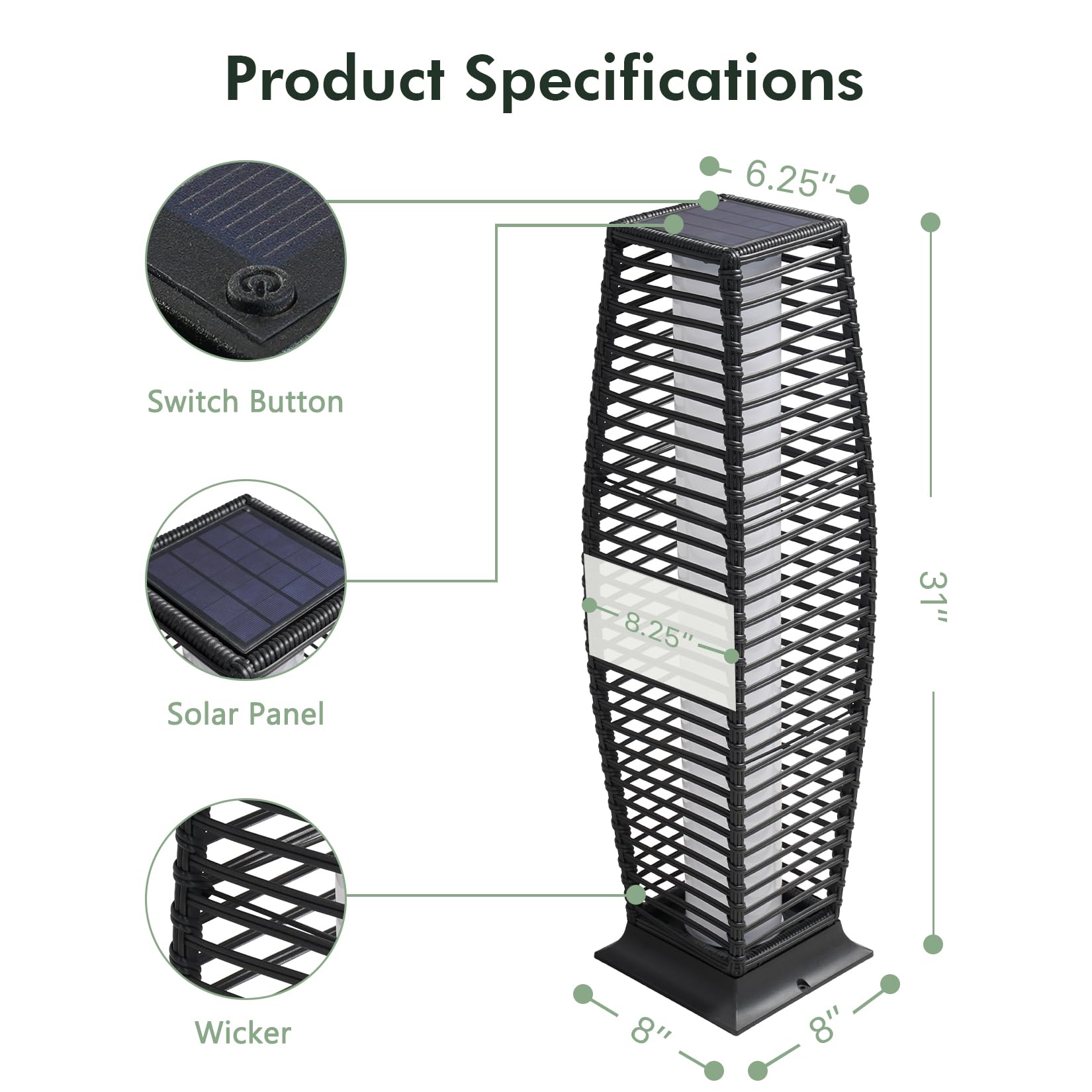 Grand Patio 2-Piece Solar Powered Outdoor Floor Lamp - Waterproof Wicker Boho Lanterns for Garden, Porch & Deck Lighting - Large Crossover Design for Backyard, Patio & Poolside Decor