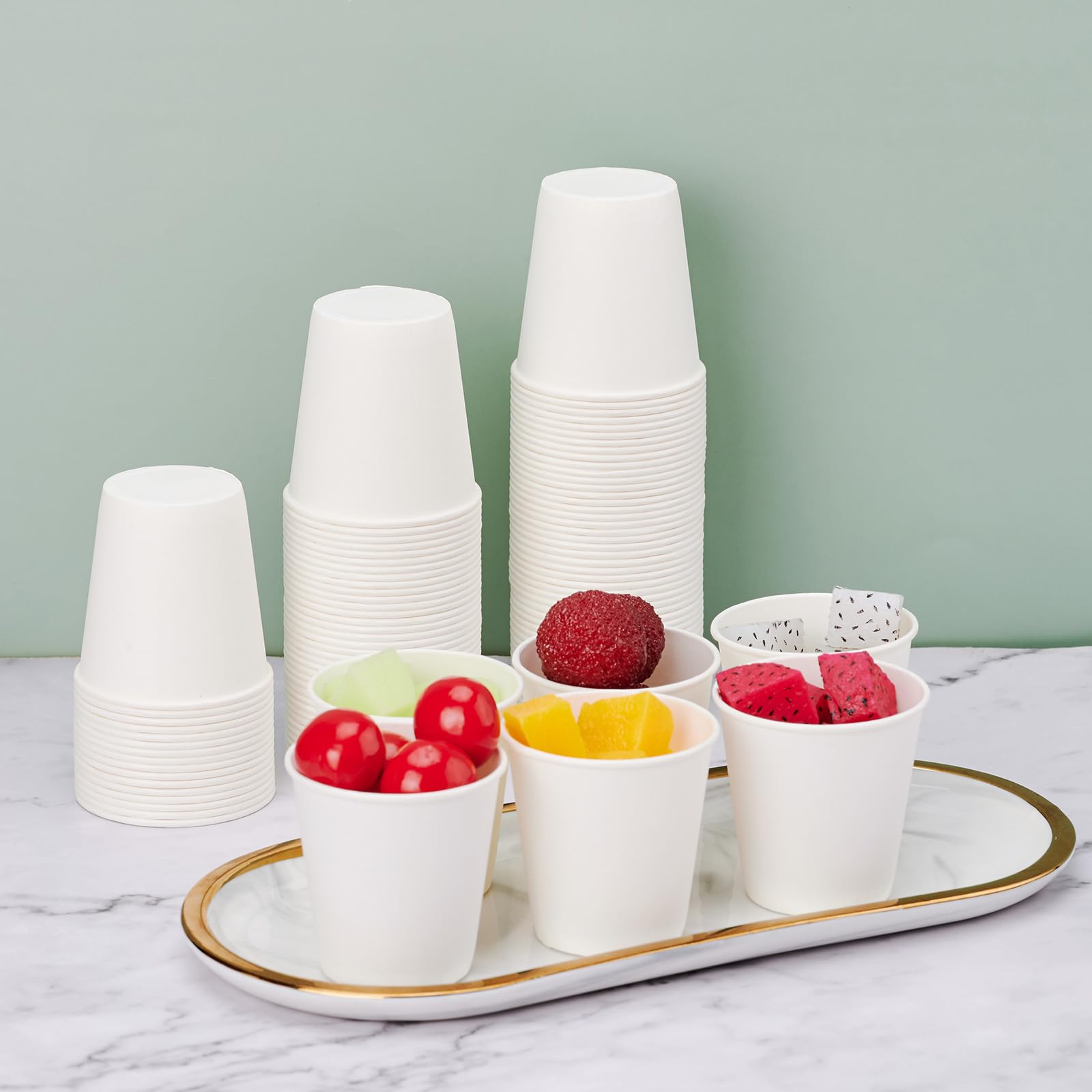 100 Count 3 oz Disposable Paper Mouthwash Cups - Small Bathroom Cups for Dental Rinse, Parties, Travel & Everyday Use - Perfect for Home, Office & Healthcare Facilities