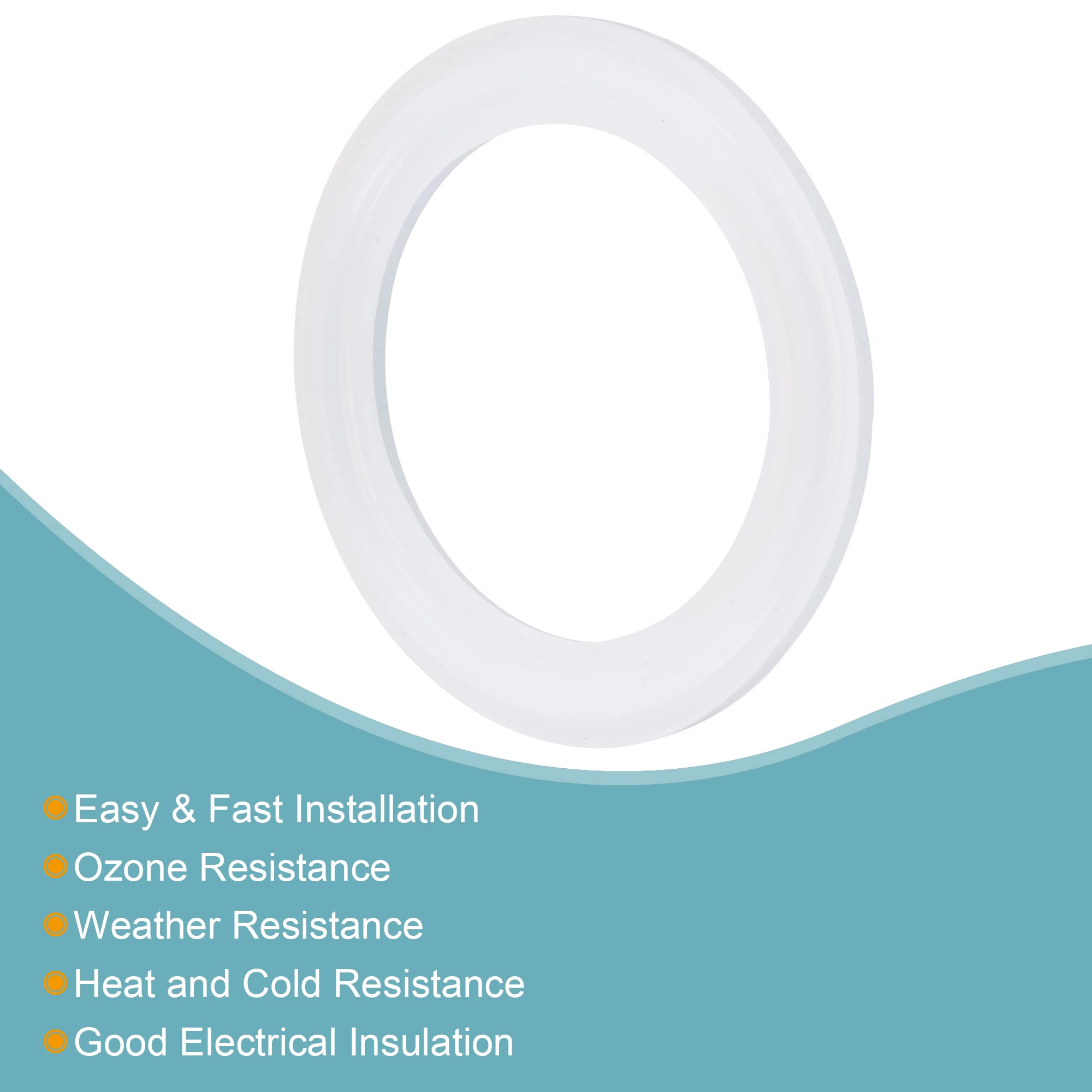 High-Quality 2 Inch Silicone Rubber Gasket - Industrial Flange O-Ring for Clamp Connections (White) - Perfect for Plumbing, HVAC, and Food Processing Equipment