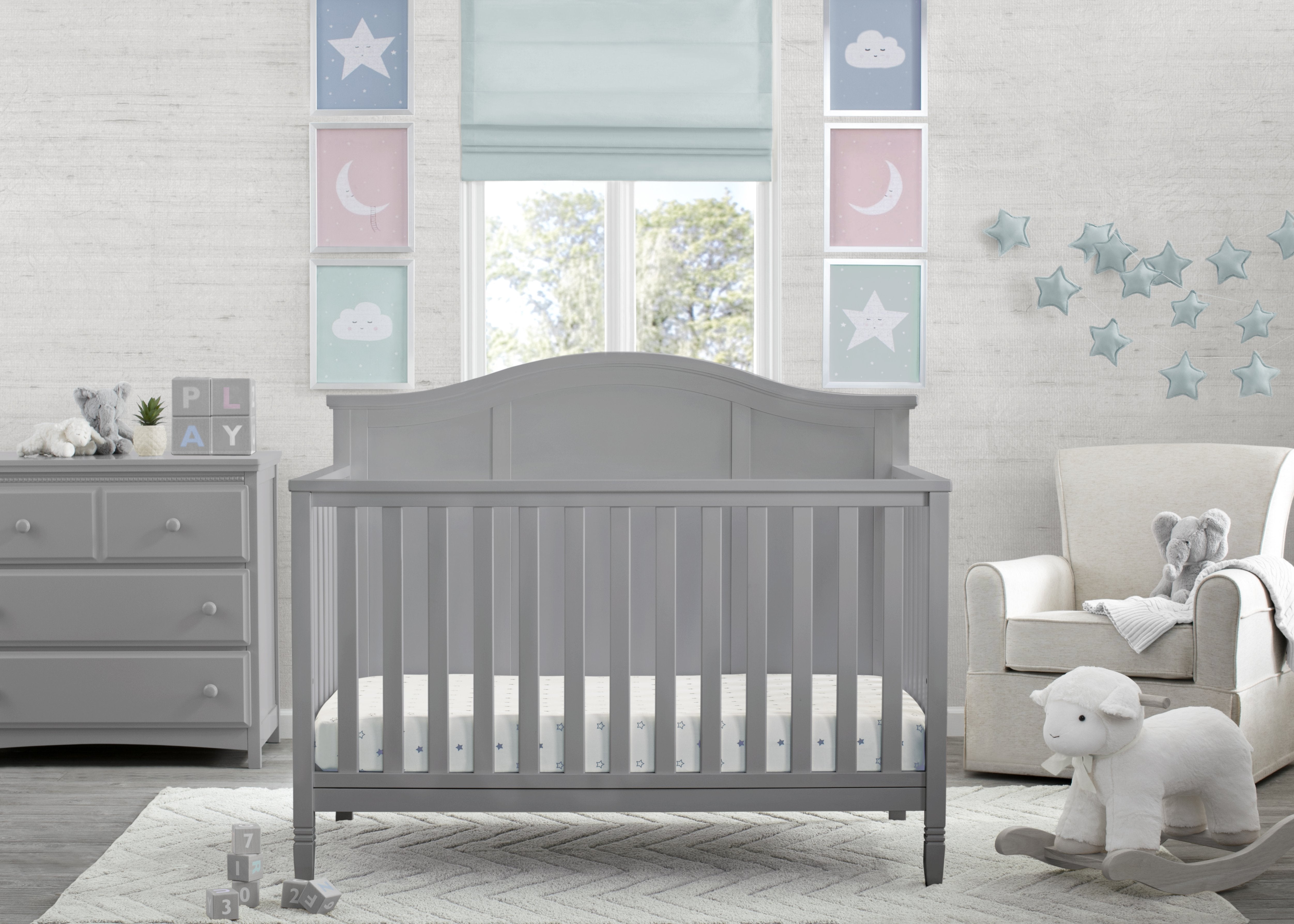 Madrid 5-in-1 Convertible Baby Crib - Toddler Bed, Daybed & Full Size Bed - Nursery Furniture for Boys & Girls - Perfect for Newborn to Teen Years