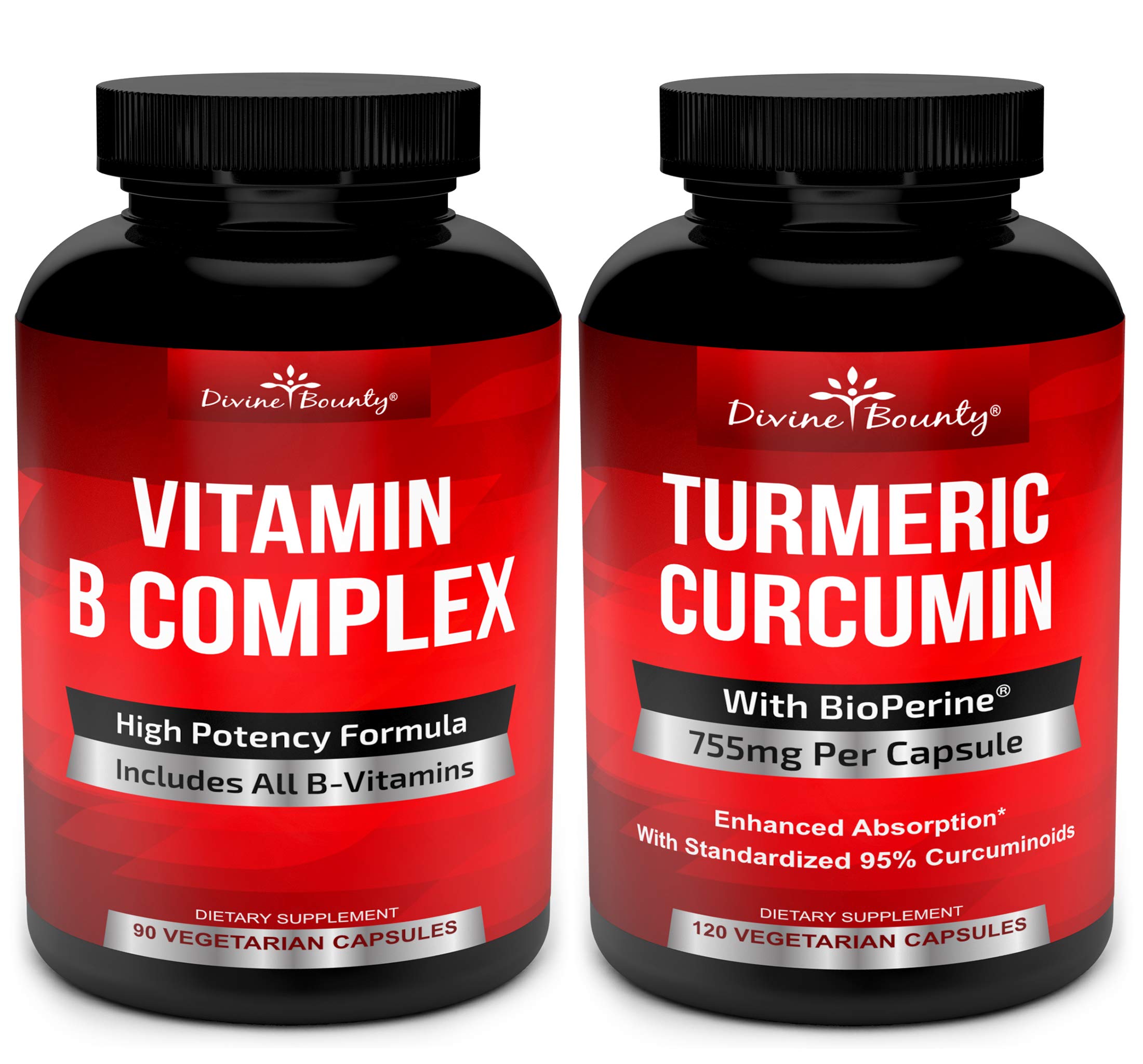 Premium Super B Complex Vitamins with Turmeric Curcumin Supplement - Boost Energy, Immunity & Joint Support - Daily Wellness Bundle for Men & Women - Perfect for Active Lifestyles & Stress Relief