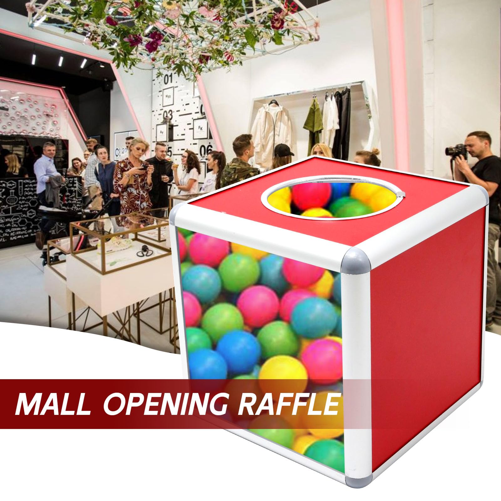 20x20x20cm Multifunctional Raffle Box - Lottery Ball Game Box, Storage Ticket Container, Bonus Draw Box for Business Events, Annual Meetings & Fundraising Supplies - Perfect for Prize Draws, Office Games & Party Activities