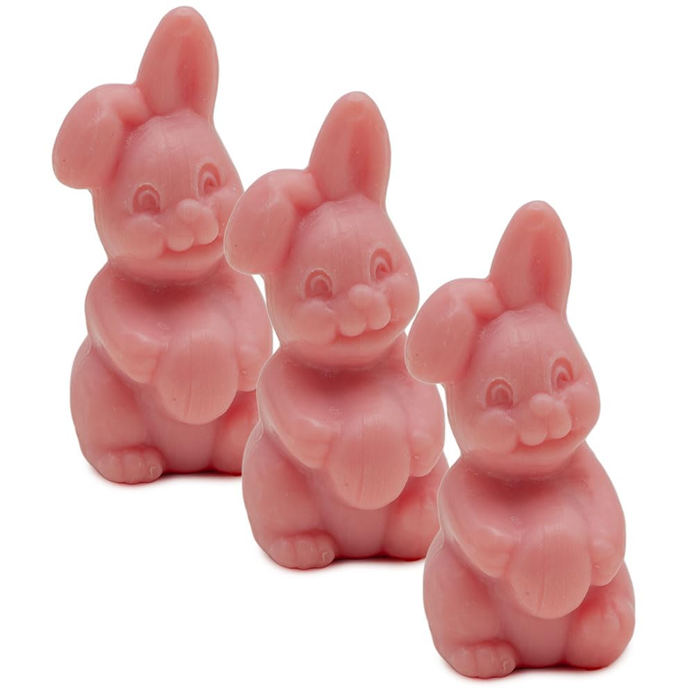 French Bunny Shaped Soap - Marseille Soap for Body Wash & Home Decor - Passion Fruit Scented - 20g Novelty Soap Bars (Set of 3, Pink) - Perfect for Gifts, Bath Time & Easter Decorations