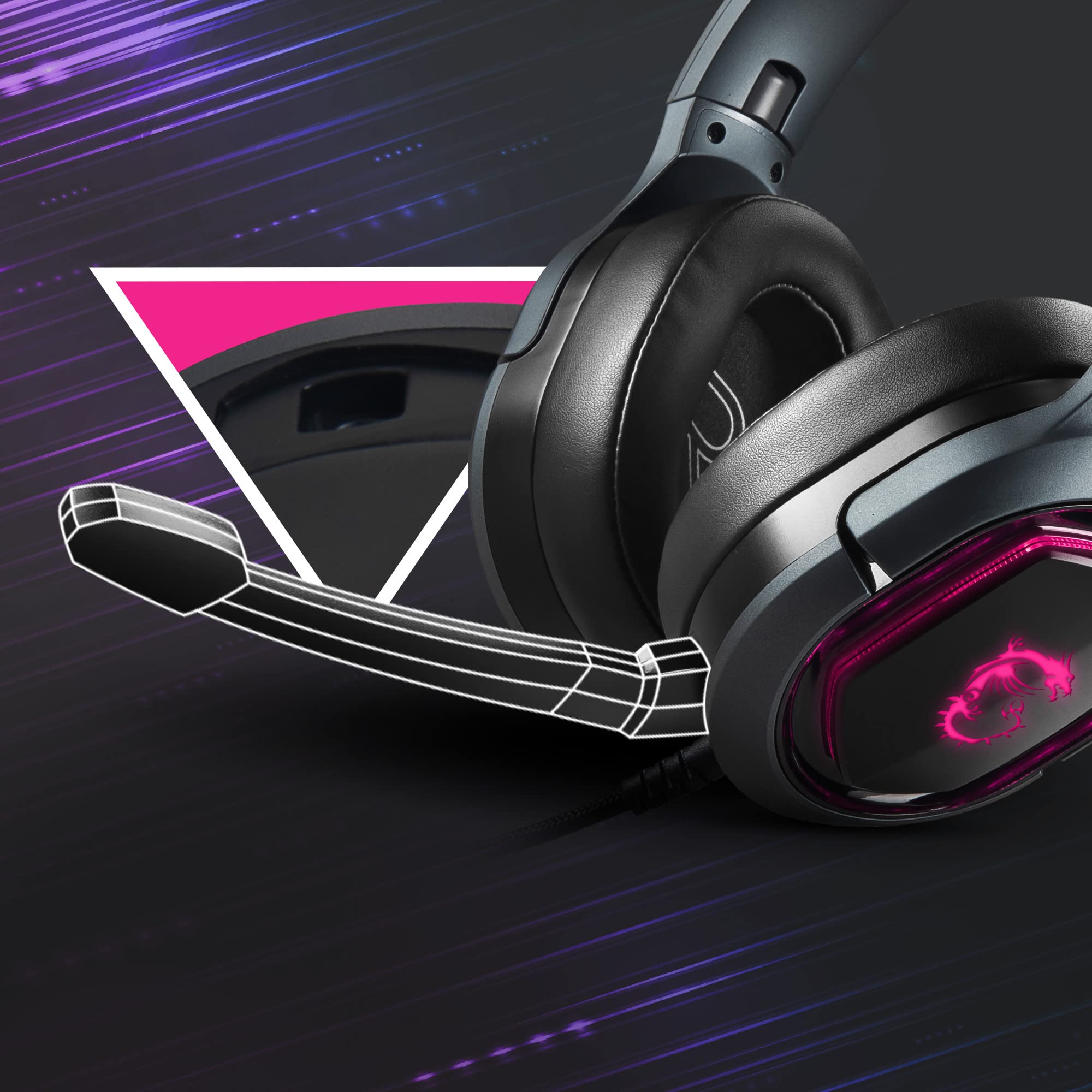 MSI IMMERSE GH50 Gaming Headset with 7.1 Virtual Surround Sound & Clutch GM20 Elite Gaming Mouse - 6400 DPI Optical Sensor, Right-Handed, 20M+ Click OMRON Switches - Perfect for PC Gaming, Streaming & Esports