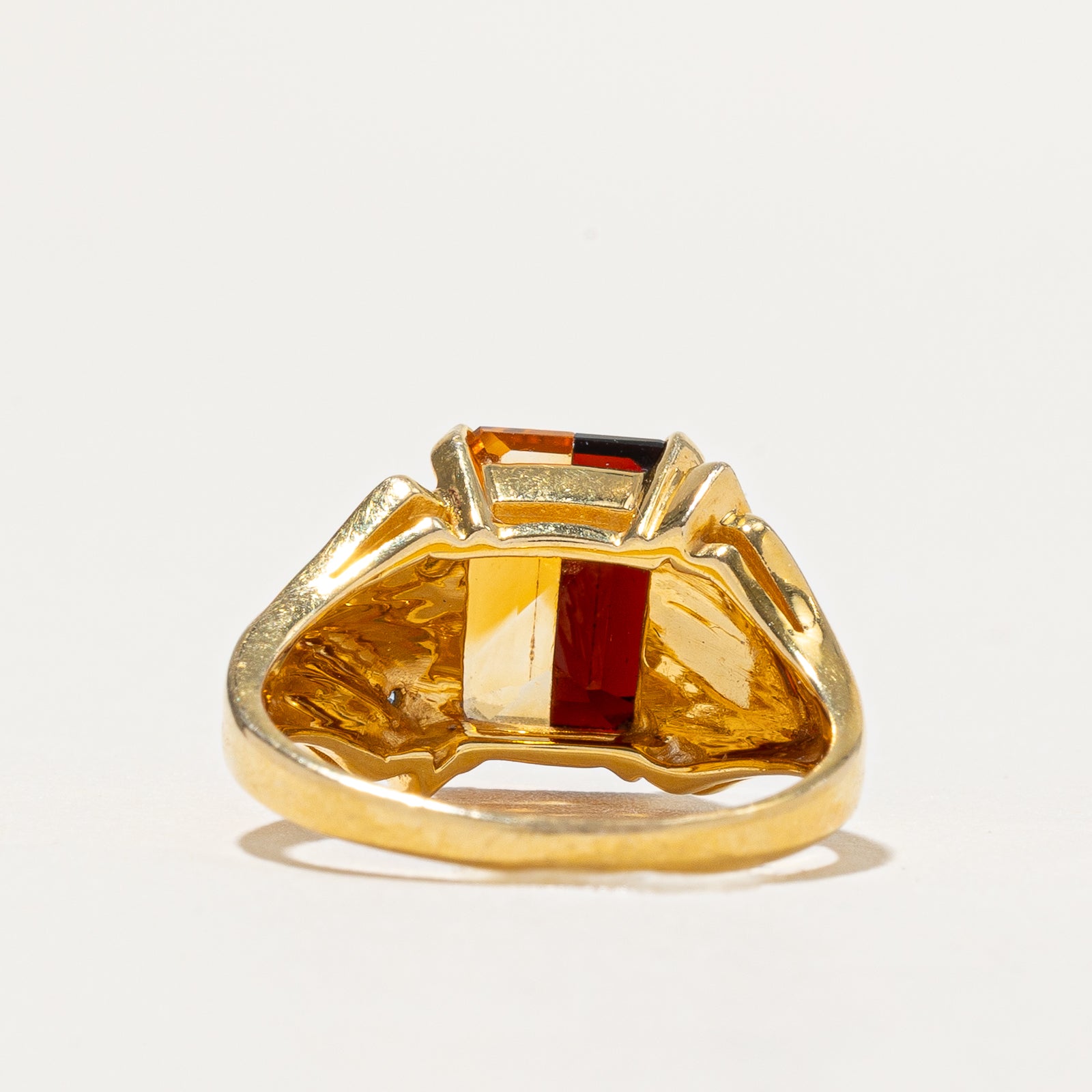 Garnet Citrine Split & Diamond Cocktail Ring | 2.00ctw Garnet & Citrine, 0.01ctw Diamond | Size 6.5 | Elegant Evening Wear, Party Jewelry, Gift for Her