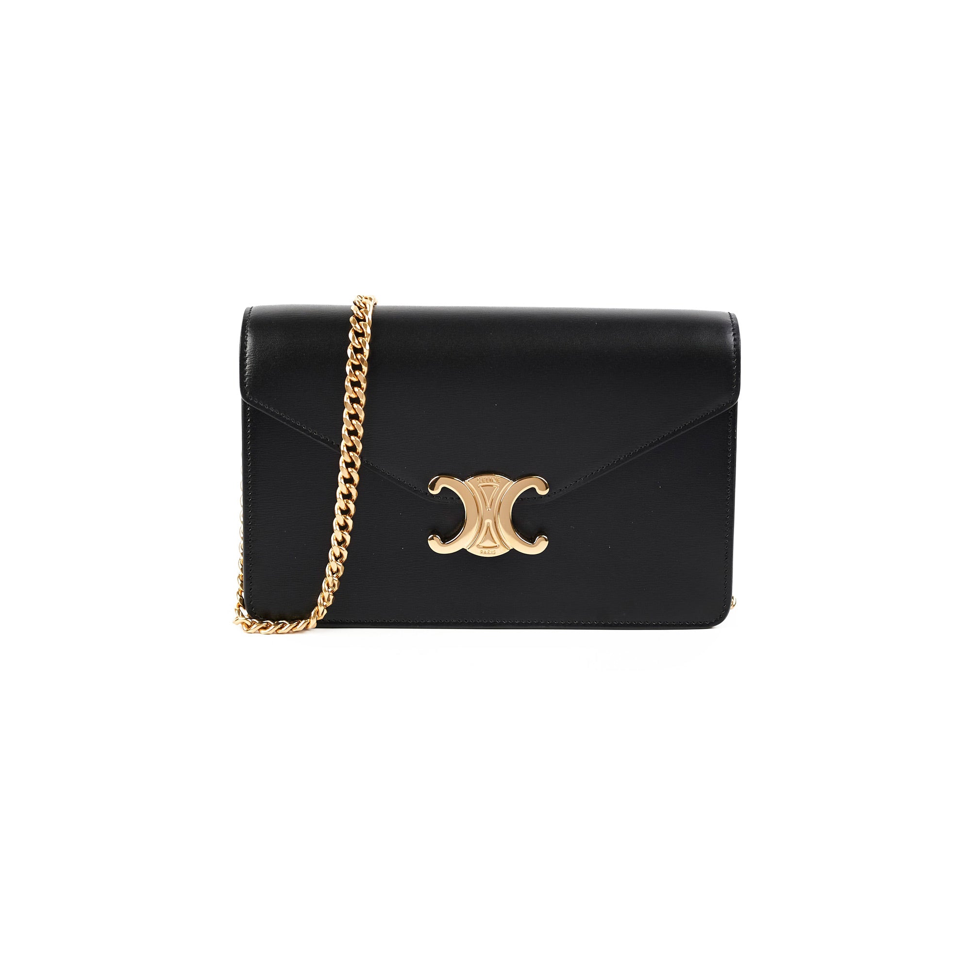 Celine Triomphe Black Wallet On Chain WOC - Stylish Crossbody Bag for Women | Perfect for Evening Parties, Date Nights & Daily Essentials