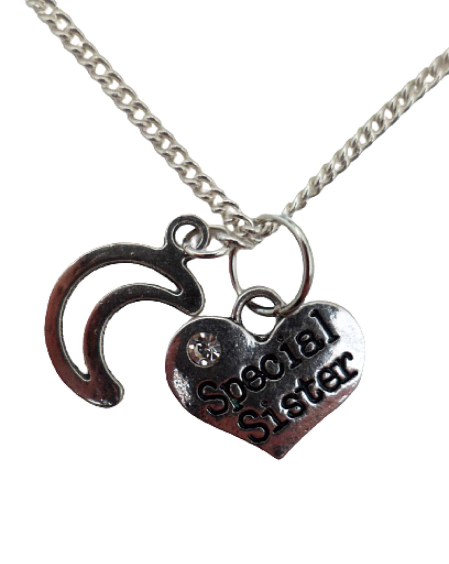 Sterling Silver Plated Heart Gem Charm Necklace for Sisters - Perfect Gift for Birthday, Anniversary & Valentine's Day - Elegant Jewelry for Women & Girls