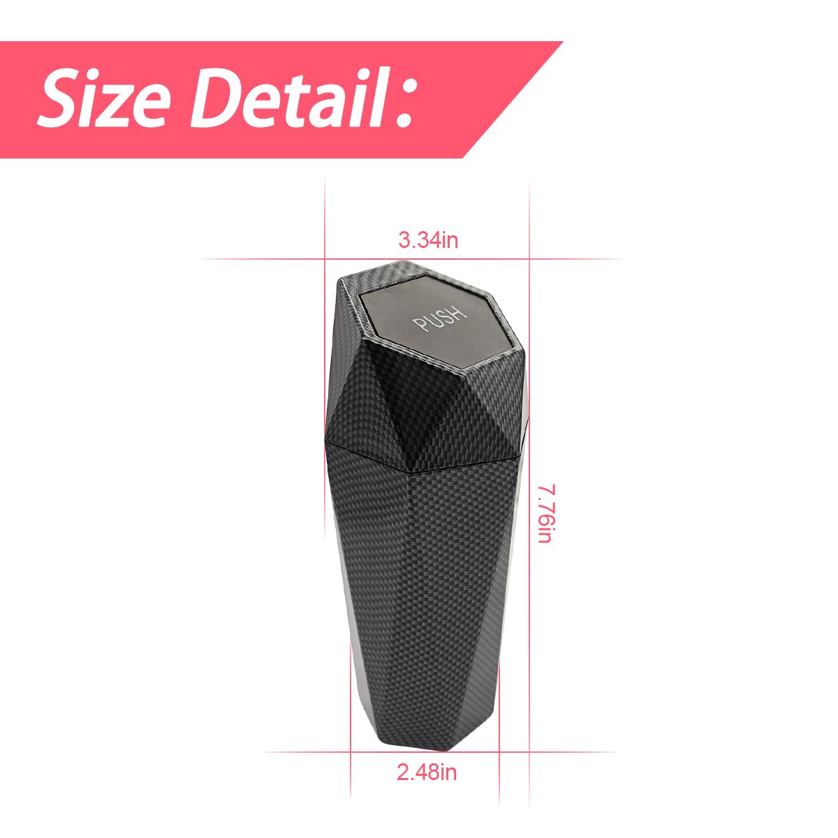 Leakproof Car Trash Can with Lid - Small Portable Auto Garbage Bin, Waterproof Vehicle Trash Can for Car, Office & Home - Diamond Design Mini Dustbin for Automotive, Kitchen, Bedroom & Travel Use