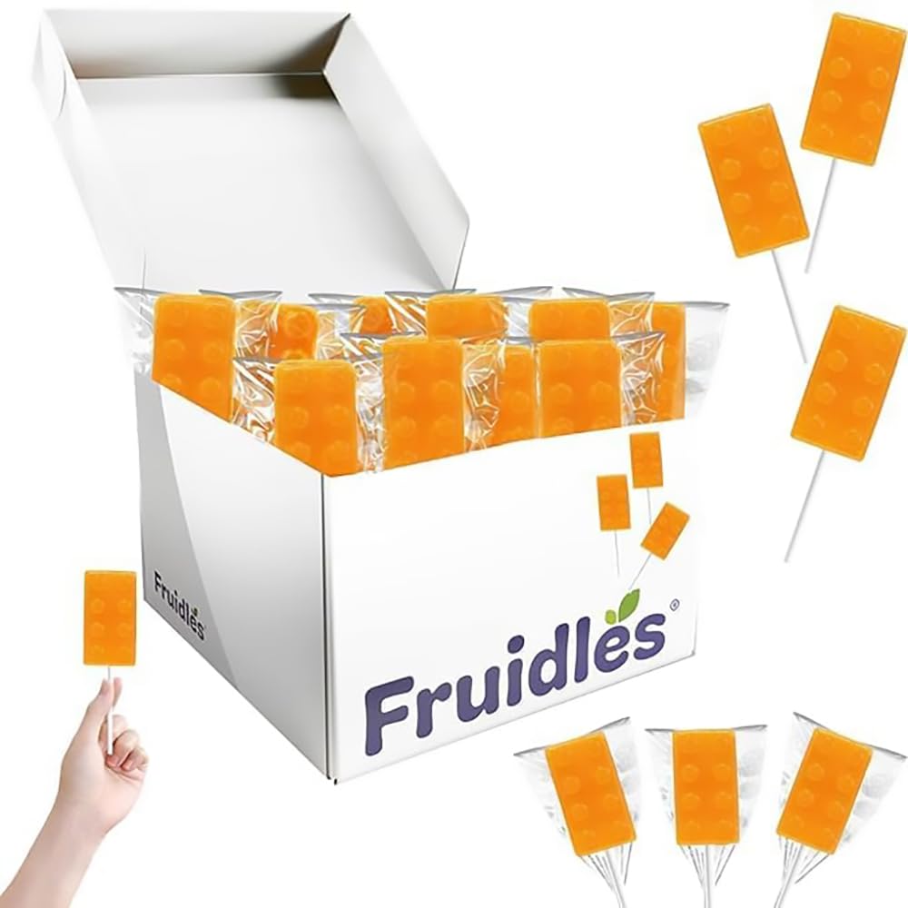 Fruidles Color Brick Lollipop Suckers Candy - 24 Individually Wrapped Lollipops for Birthday Parties, Events, Goody Bags & Party Favors | Sweet Treats for Kids, Classroom Rewards & Halloween Candy