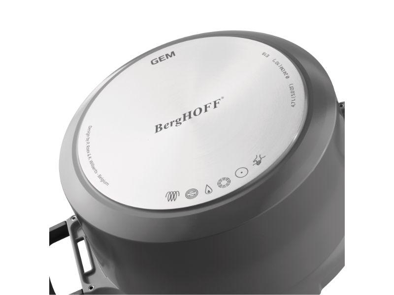 BergHOFF GEM 11 Non-Stick 4.9Qt Sauté Pan with Glass Lid - Gray - 2 Handles for Even Cooking - Perfect for Searing, Stir-Frying & Serving Dishes