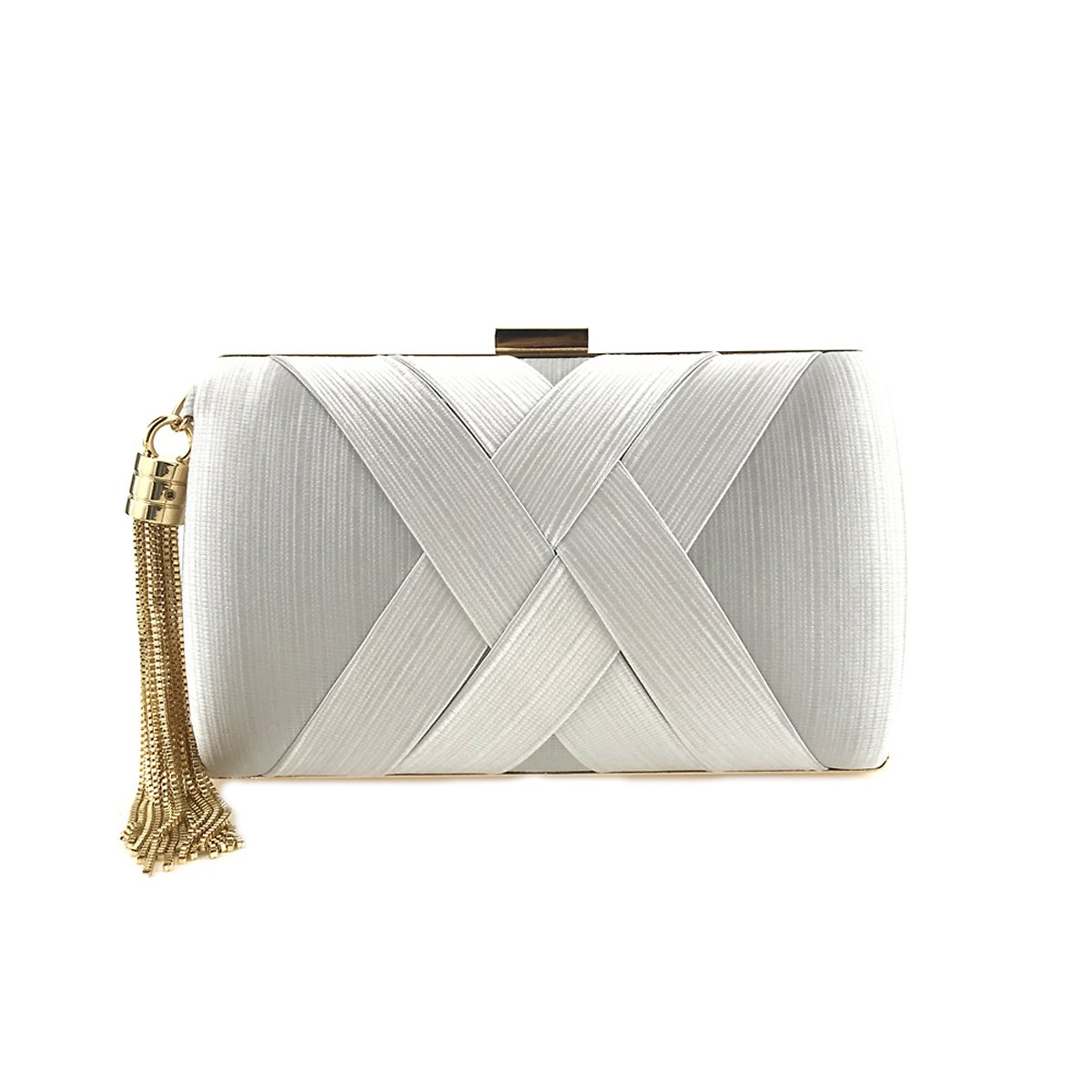 Flada Women's Satin Evening Clutch Purse with Tassel Pendant - Elegant Wedding Handbag for Brides, Prom, Parties & Special Occasions