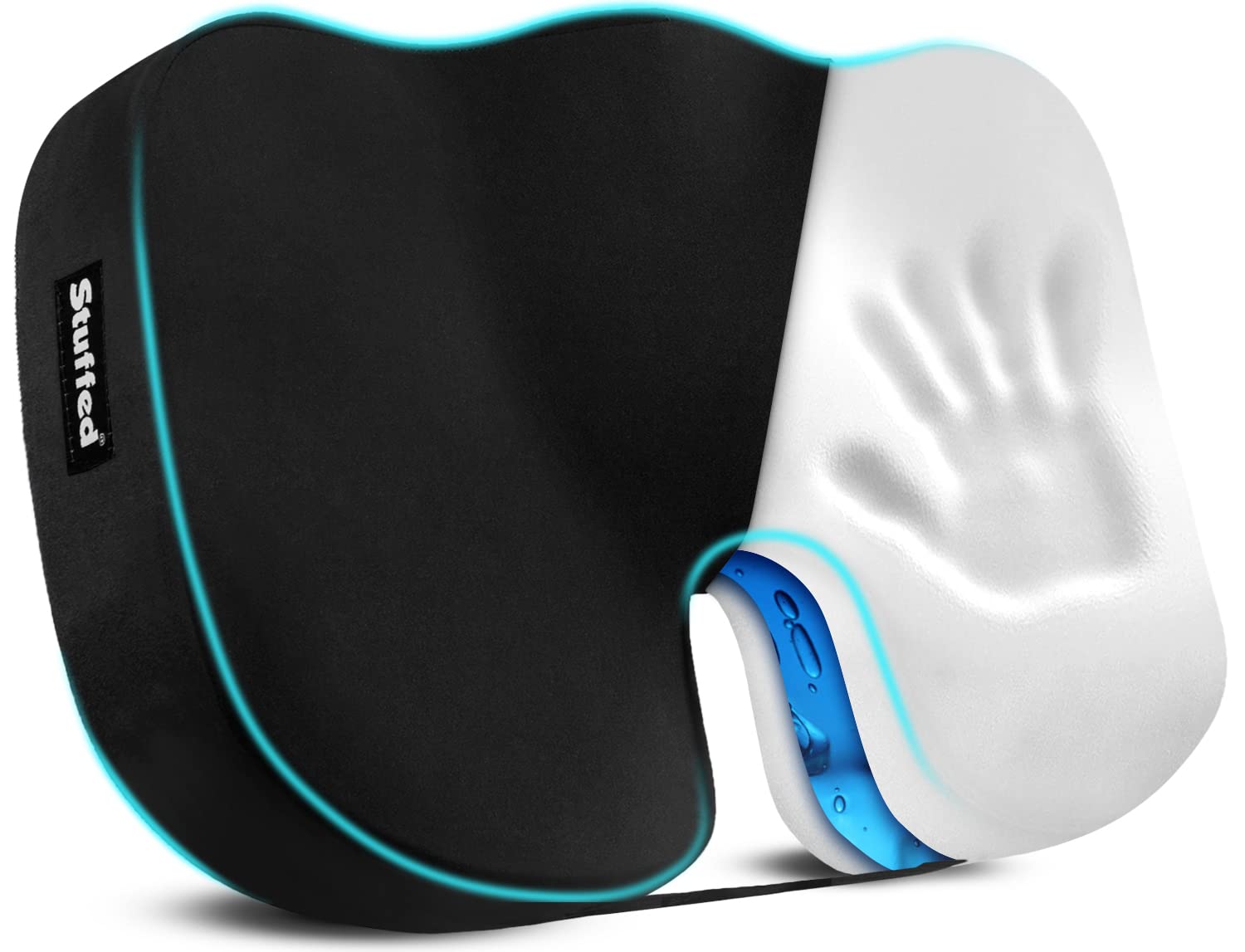 Ergonomic Office Chair Seat Cushion - Memory Foam & Gel Support for Long Sitting - Comfortable Desk Chair Cushion for Back Pain Relief - Perfect for Home Office, Gaming, and Work from Home Setup