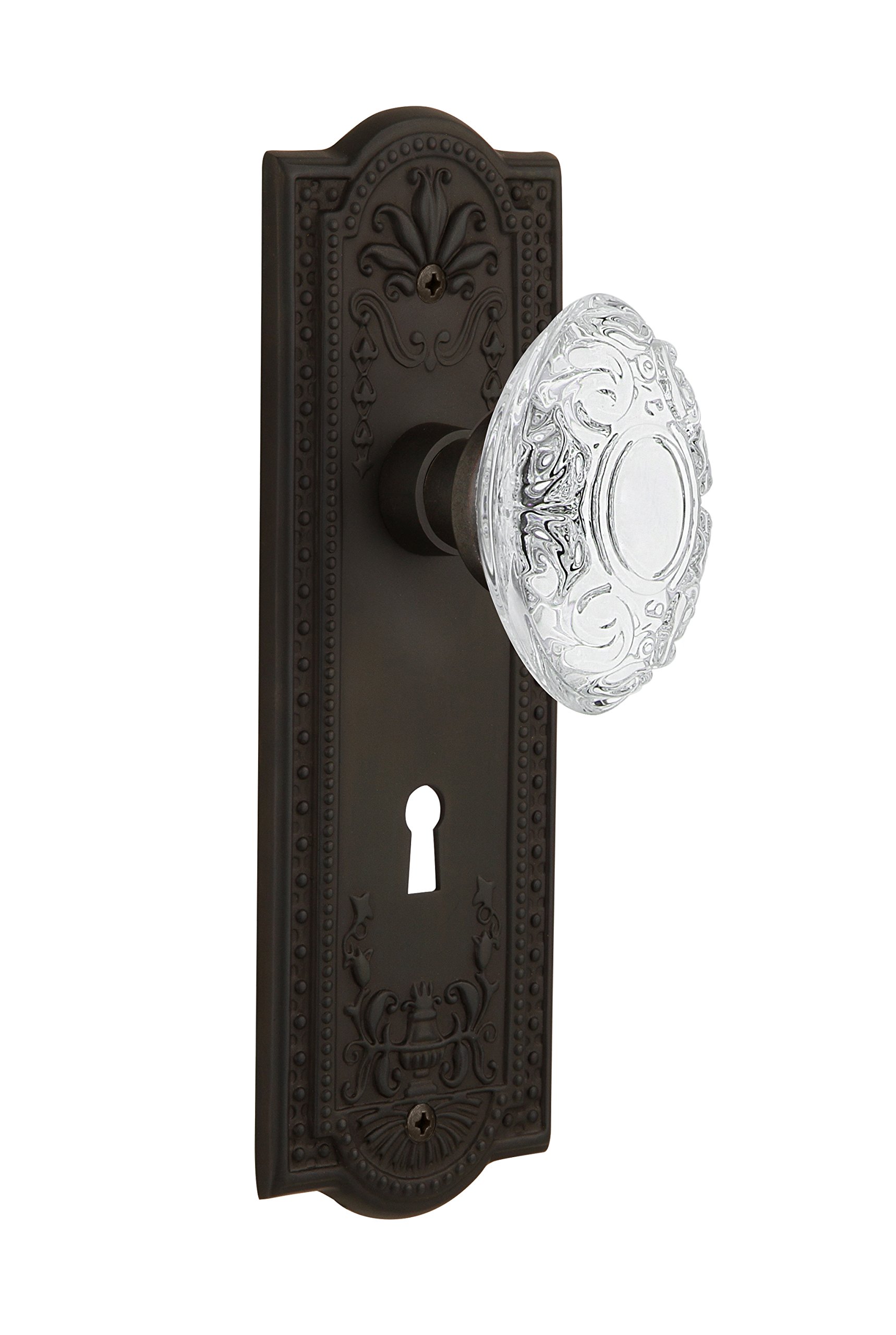 Nostalgic Warehouse 754239 Meadows Plate - Oil-Rubbed Bronze Surface Mounted Door Plate | Vintage Home Decor for Bedroom, Office & Entryway