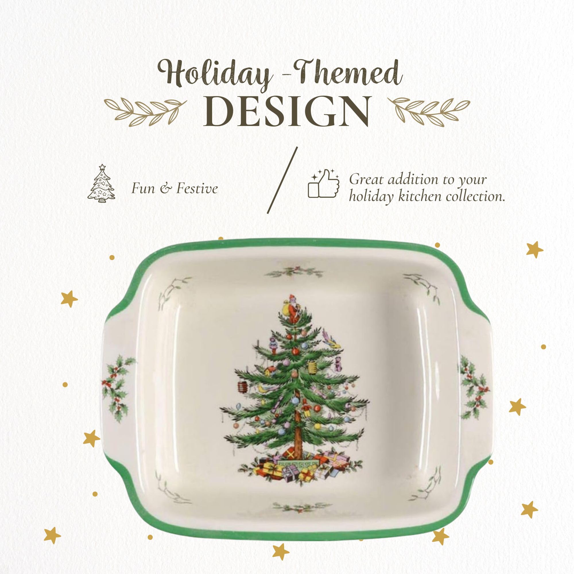 Spode Christmas Tree Rectangular Handled Serving Dish (9