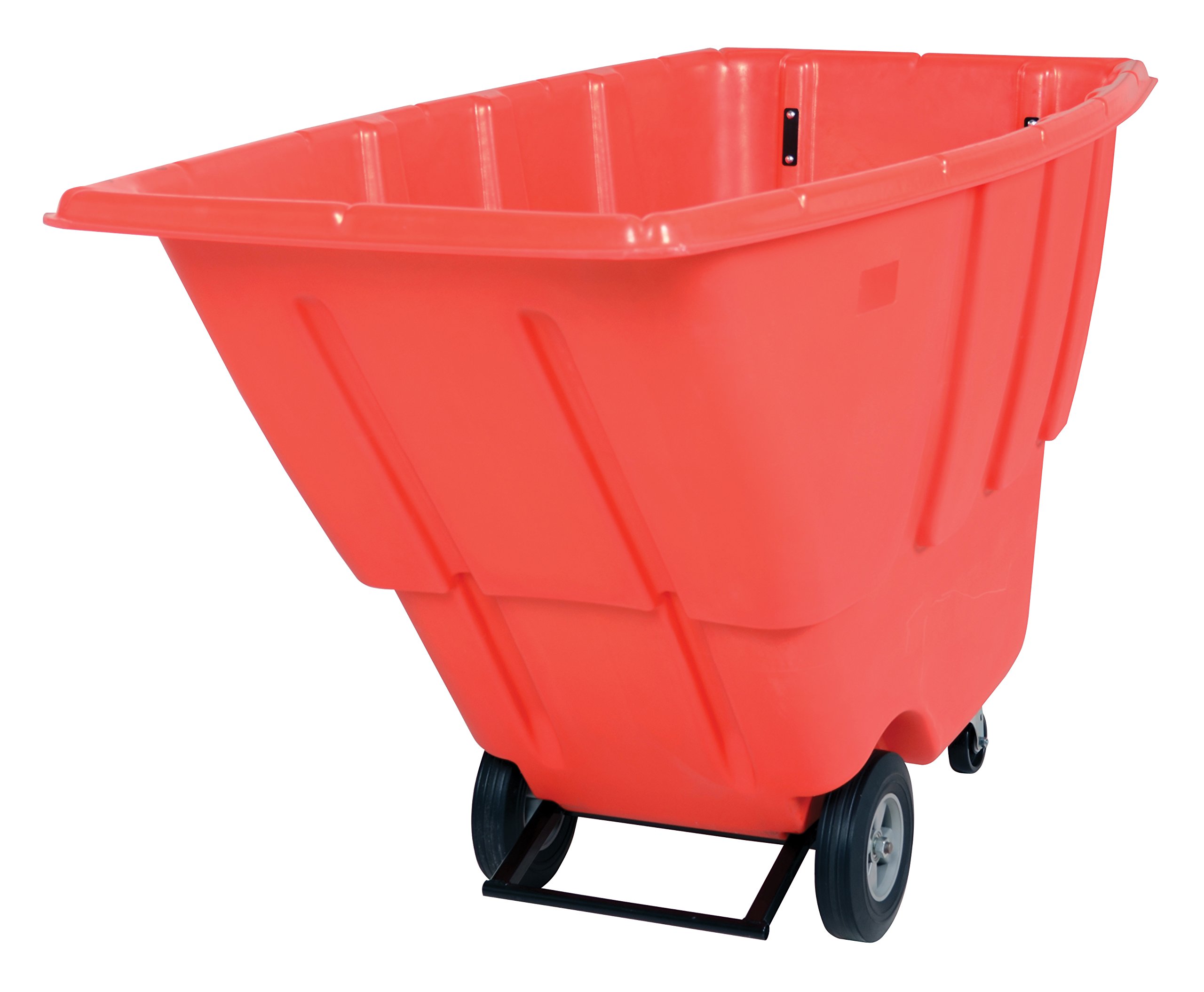 Vestil TDT-100-LD-RED 1 Cubic Yard Plastic Light Duty Tilt Truck with 850 Lb Capacity - Red | Ideal for Warehouse, Factory & Home Moving