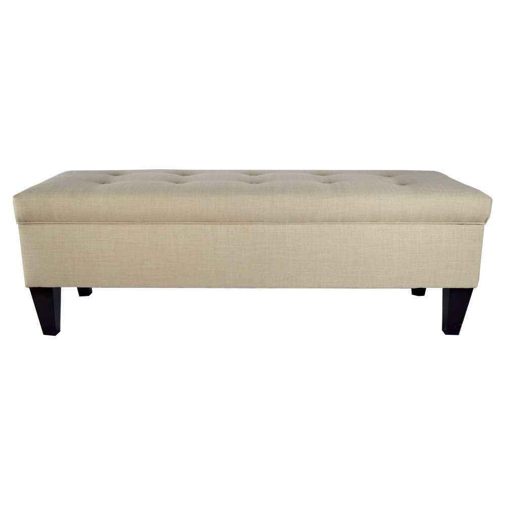 MJL Furniture Designs Brooke Collection Button Tufted Upholstered Storage Bench for Bedroom - Long Upholstered Seat with Storage, Beige (HJM100 Series) - Perfect for Bedroom Seating, Entryway Bench, or Living Room Storage