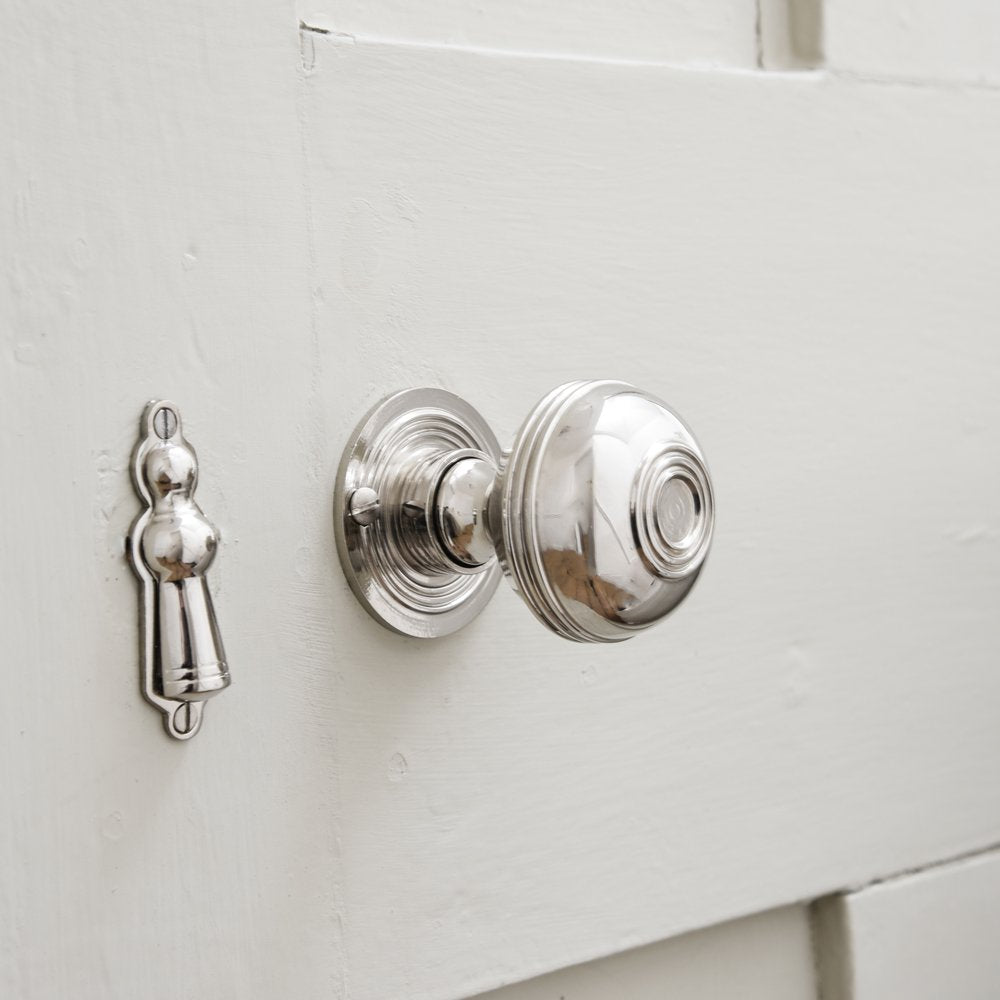 Polished Nickel Regency Bloxwich Door Knobs - Vintage Style Cabinet & Interior Door Hardware for Bedroom, Bathroom, Closet (Set of 2)
