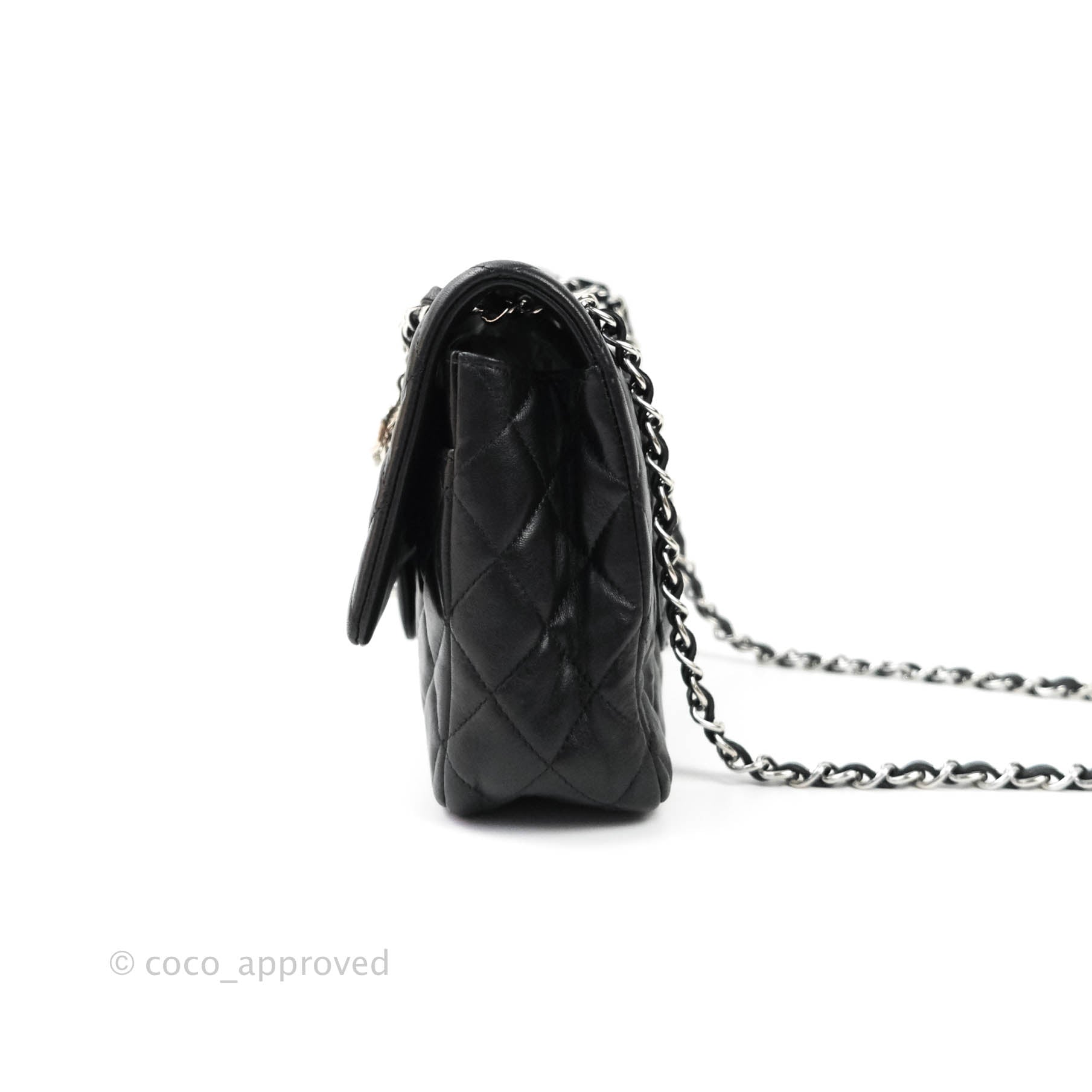 Chanel Classic M/L Medium Flap Bag Valentine Limited Edition Black Lambskin Silver Hardware - Luxury Designer Handbag for Women, Perfect for Valentine's Day Gifts, Date Nights & Special Occasions