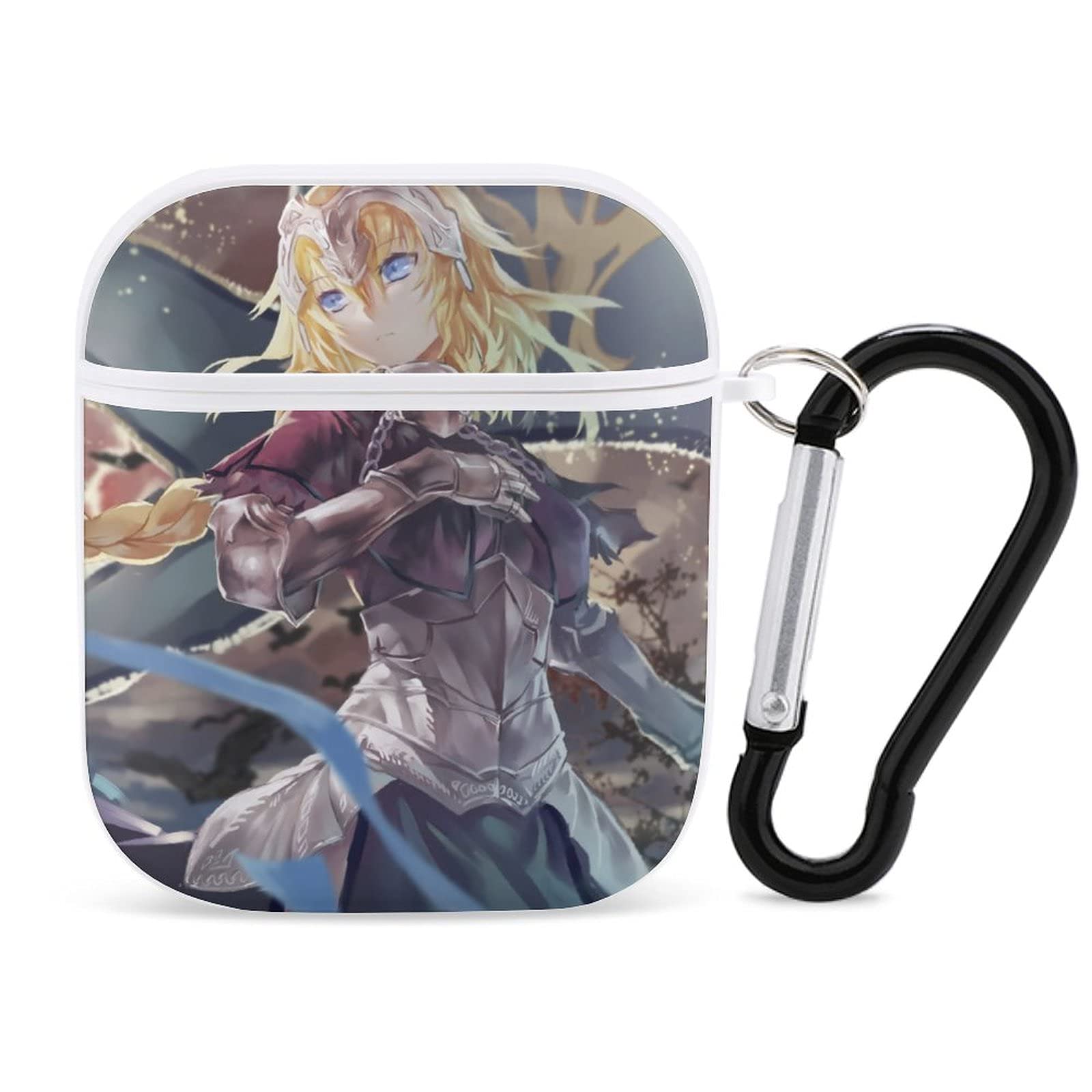 Anime Jeanne D'Arc Fate Series AirPods Case Cover for Apple Bluetooth Headphones - Compatible with AirPods 1 & 2, Wired Charging, Includes Keychain - Shockproof Protective Case with Custom Printed Design for School, Travel & Daily Use