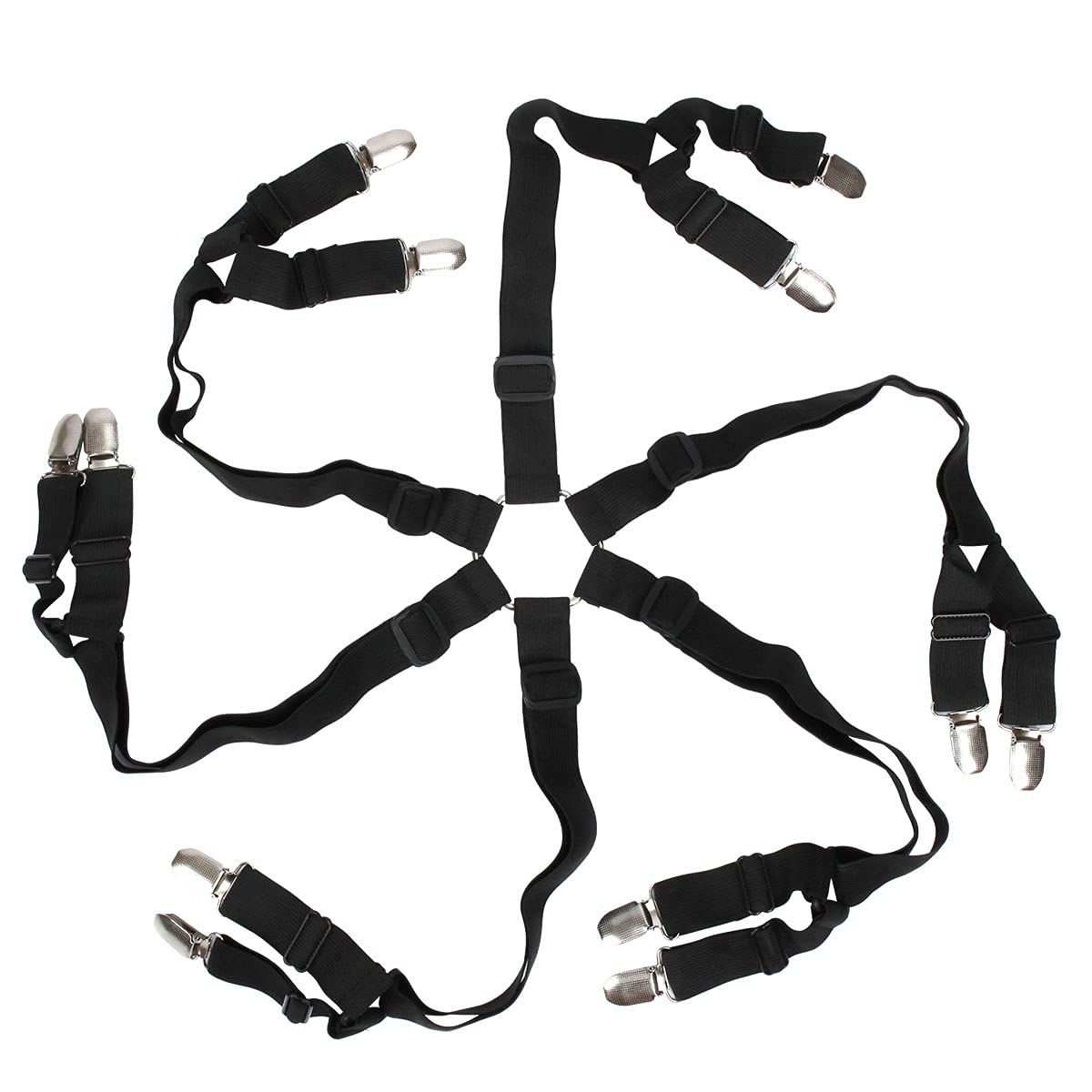 Adjustable Elastic Bed Sheet Straps for Queen/King Beds - Secure Fit for Round & Square Mattresses - Home & Travel Use