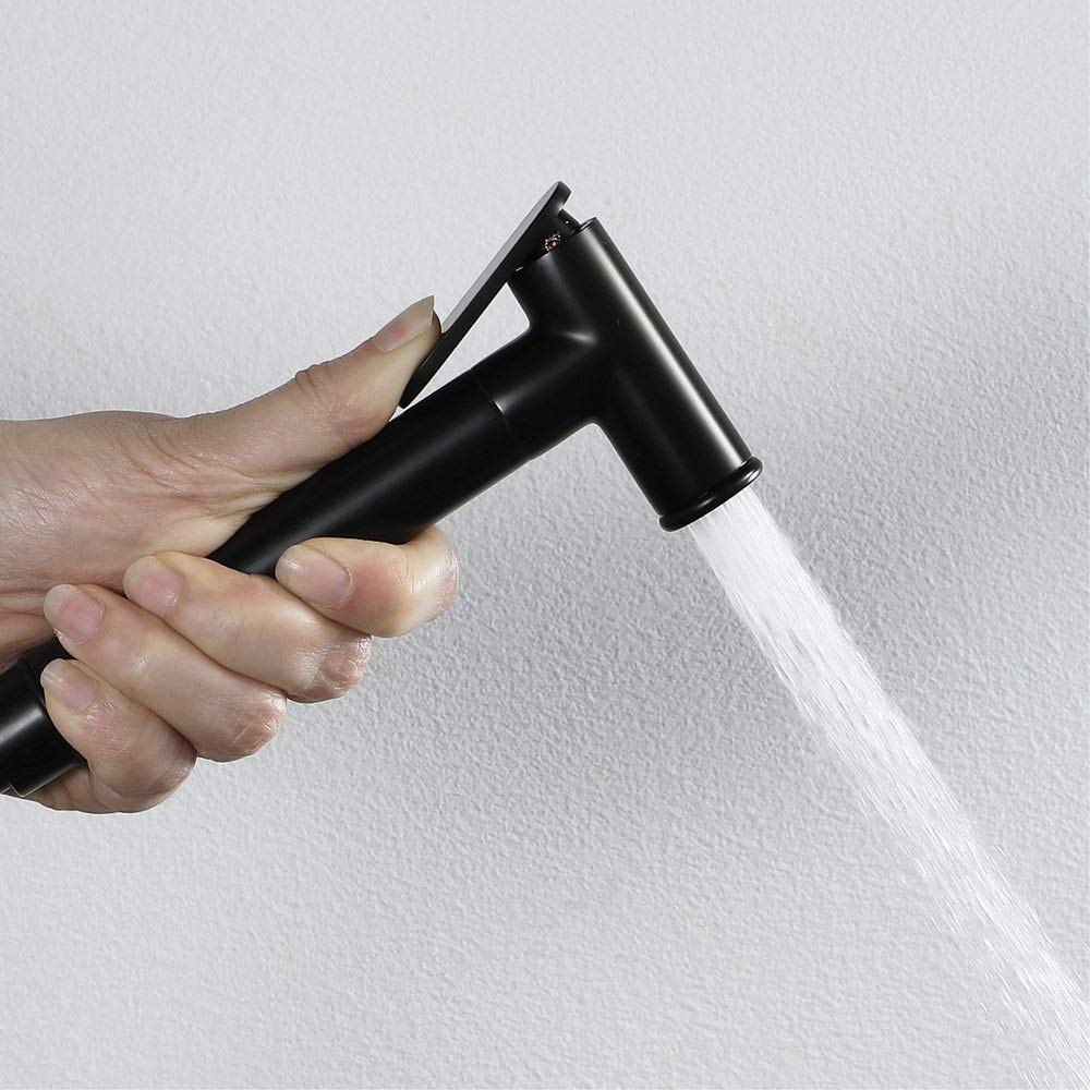 **Adjustable Pressure Handheld Toilet Sprayer - Wall Mounted Black Faucet Sprayer for Diaper Cleaning, Cloth Washing & Bathroom Use**