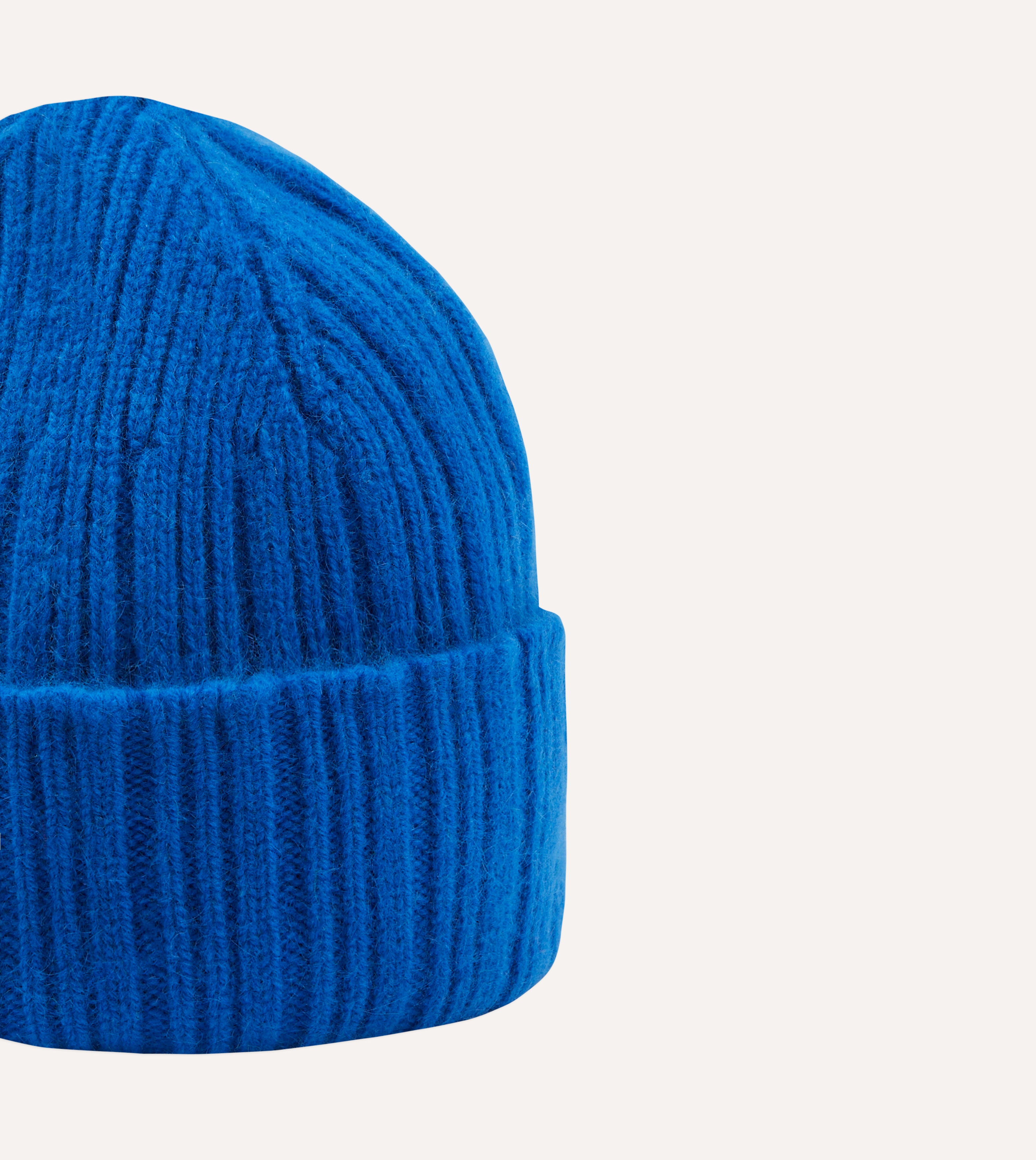 Blue Angora Lambswool Ribbed Knit Cap - Soft Winter Beanie for Women & Men - Cozy Cold Weather Accessory for Skiing, Hiking and Outdoor Activities