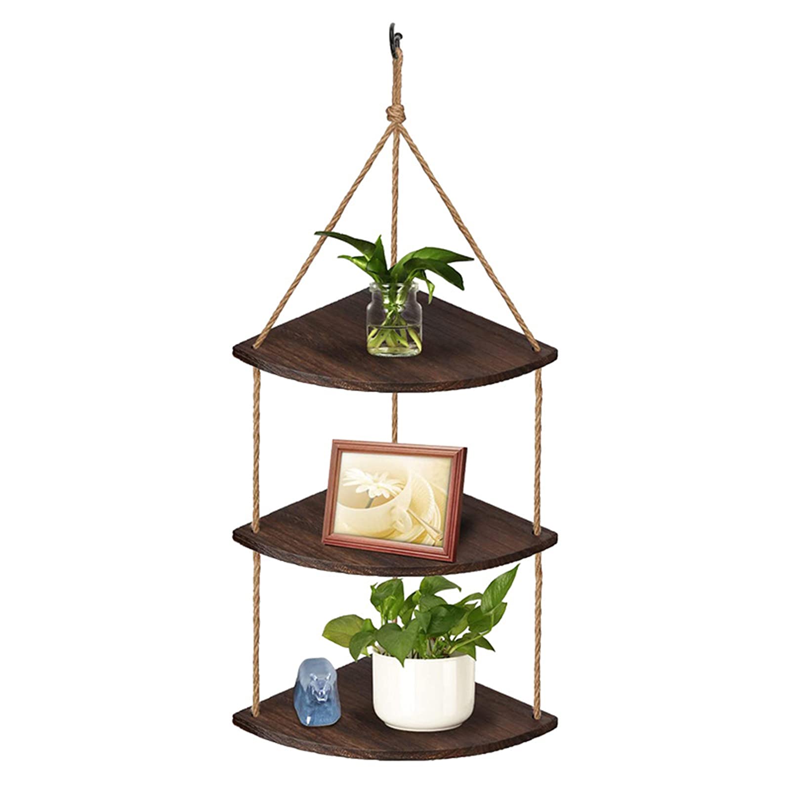 Galand Floating Shelves with String - Eco-Friendly Wood Hanging Shelf for Plants & Decor | High Load Capacity Wall Mounted Shelves for Bedroom, Living Room | Perfect for Indoor Gardening & Home Organization