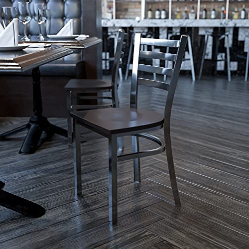 Walnut Wood Seat/Clear Coated Metal Frame