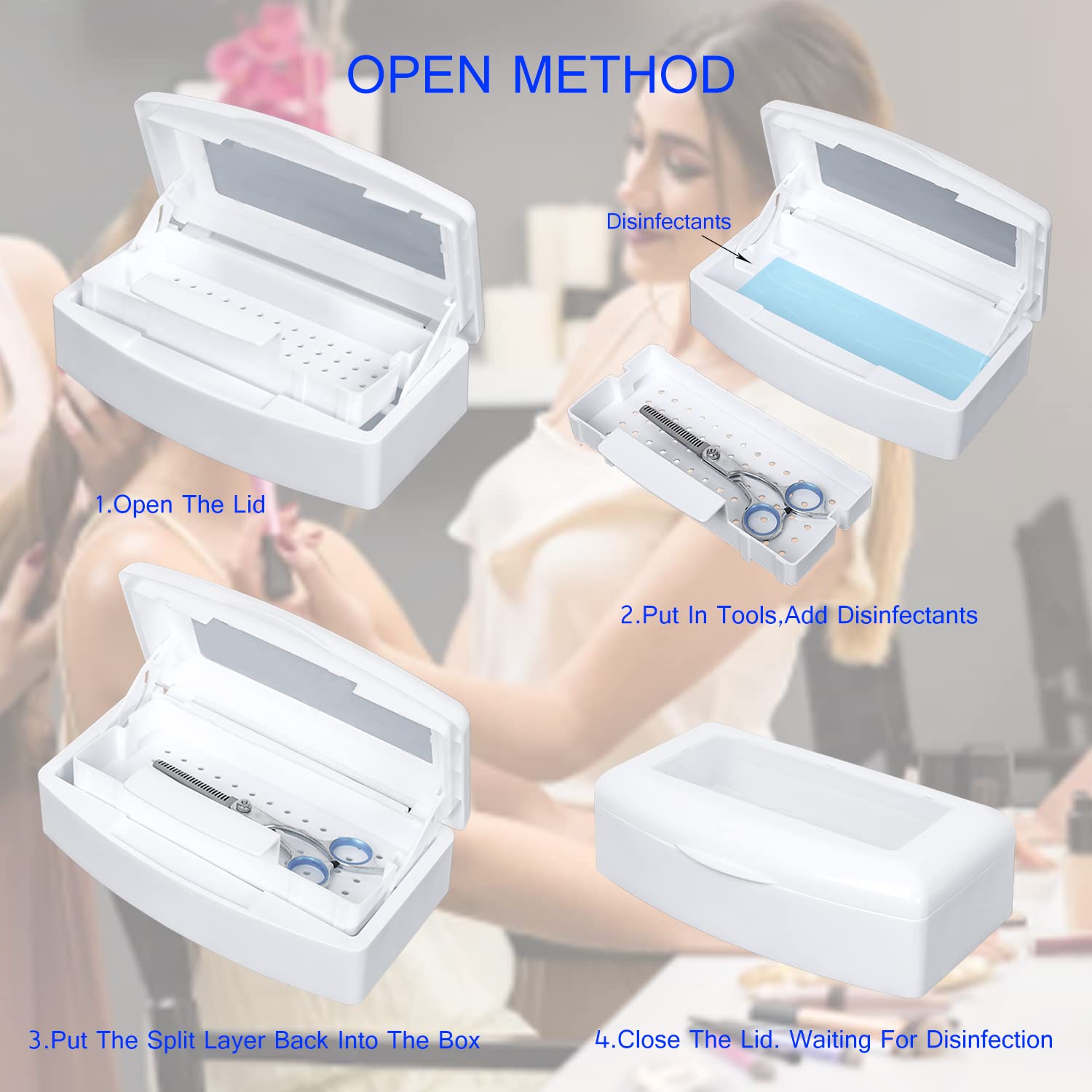 Sterilizing Tray for Salon & Spa - Thickened Plastic Barbicide Sterilization Box with Clear Lid, Storage Organizer for Nail Tools, Tweezers, Manicure Equipment | Perfect for Hair Salons, Nail Shops & Beauty Spas