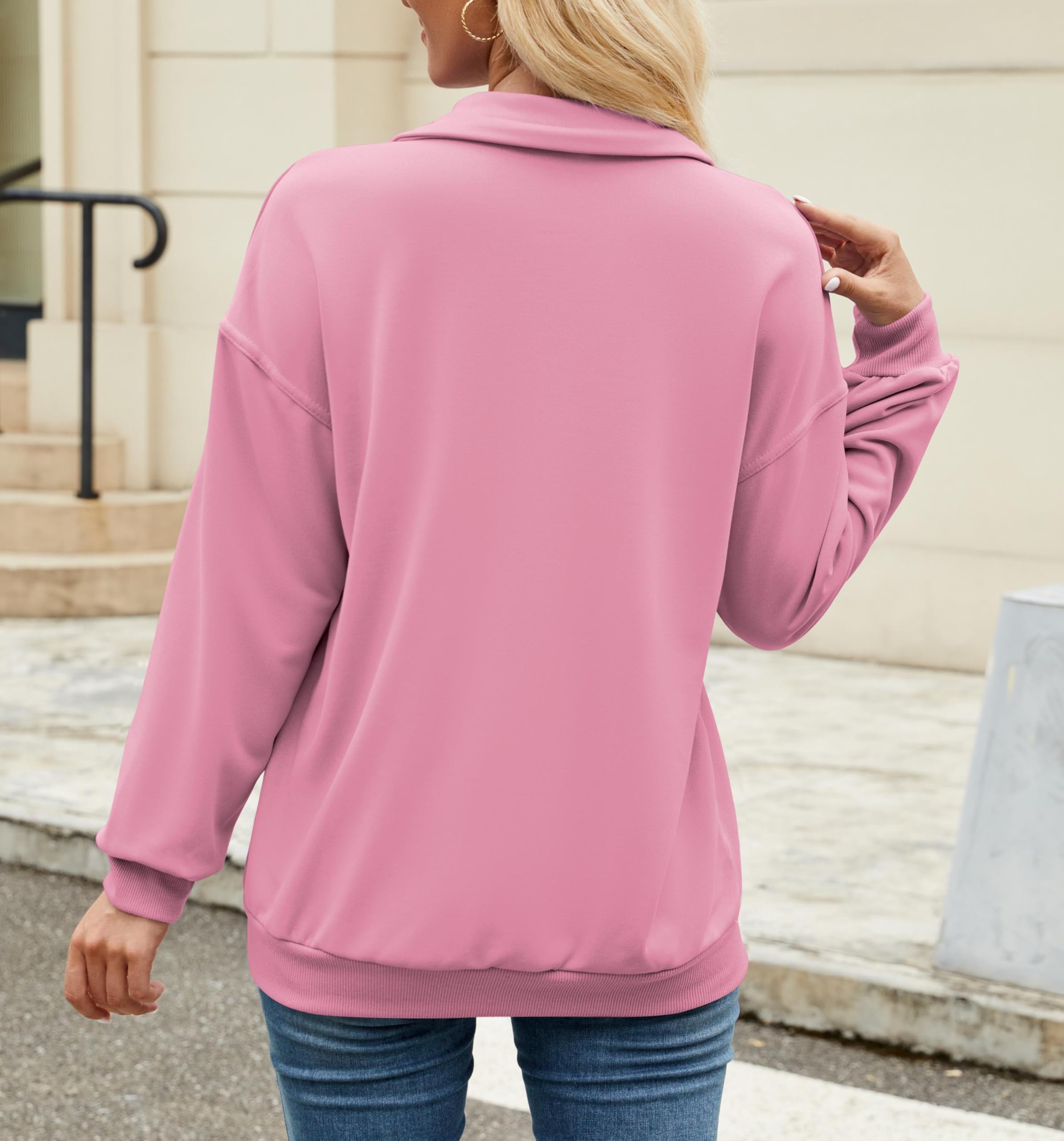 MrKoala Women's Long Sleeve Half Zip Pullover Sweatshirt with Pocket - Casual Loose Fit Fleece Top for Fall & Winter, Gym, Outdoor Activities