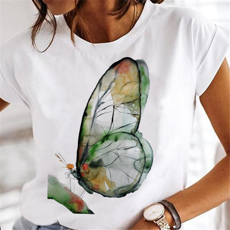 Women's Dandelion Print Cartoon T-Shirt - Fashion Casual Short Sleeve Tee for Women - Perfect for Summer Outfits, Streetwear & Graphic Tee Lovers