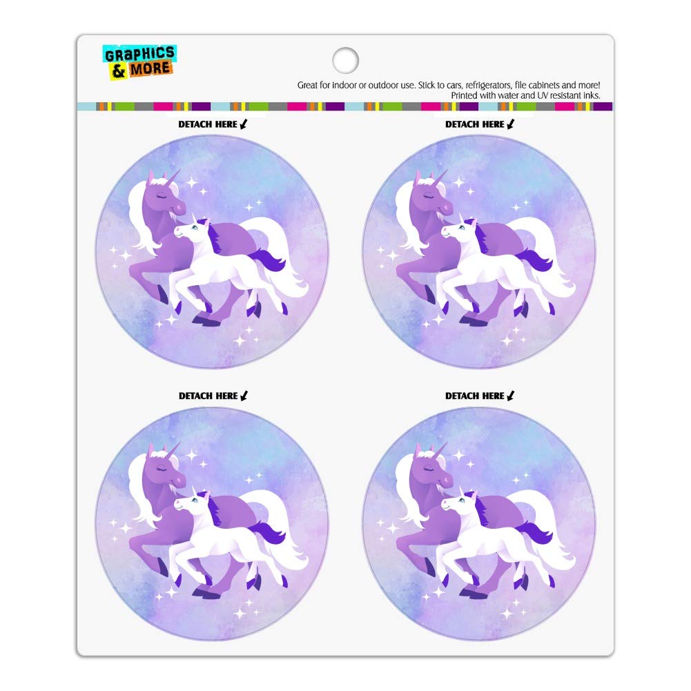 Magical Mom Unicorn & Baby Fridge Magnet Set - Vinyl Circle Refrigerator Magnets for Home, Office, Dorm Decor - Perfect for Gifts, Parties, and Kids' Room Organization