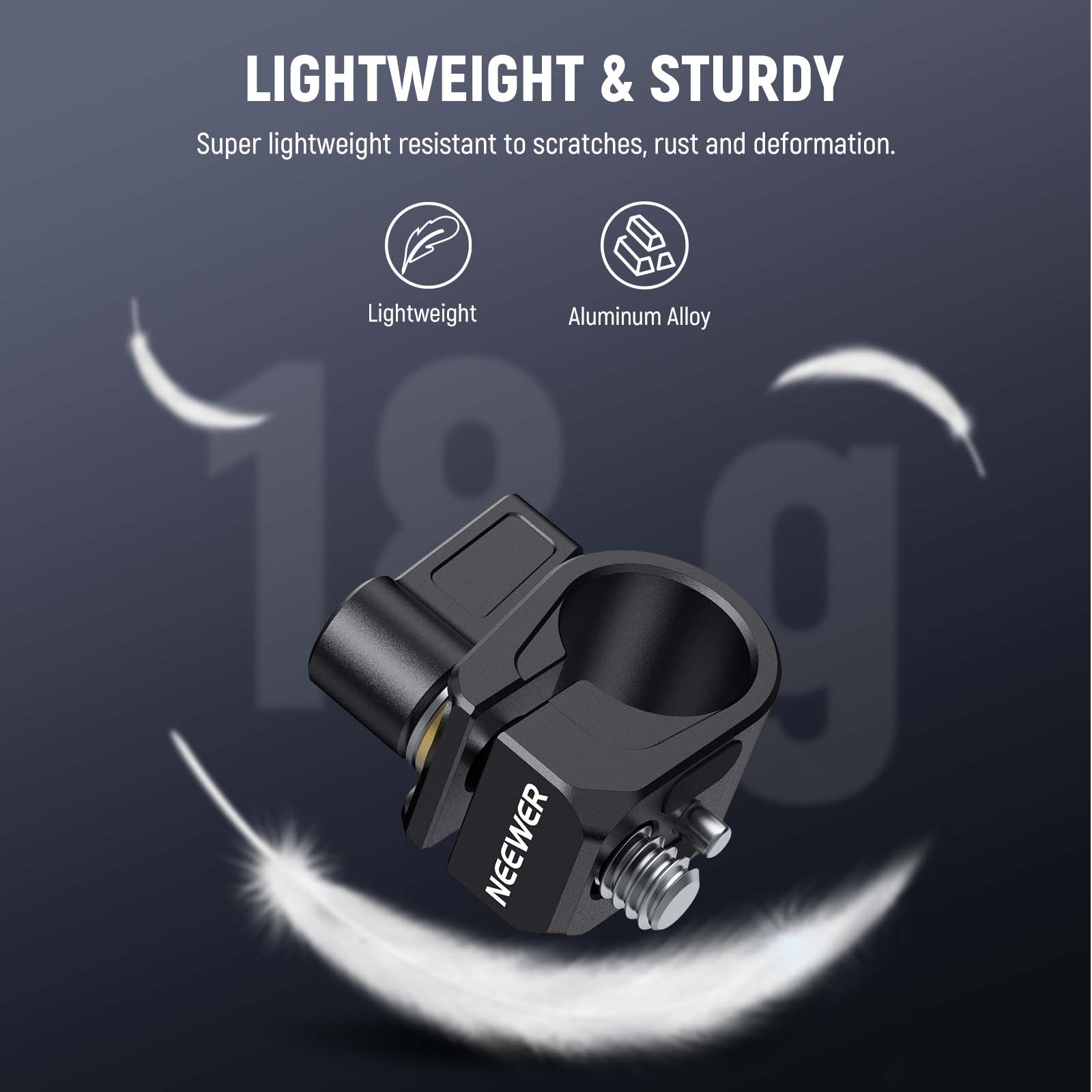 NEEWER UA052/UA053 Single LWS 15mm Rod Clamp - Lightweight Aluminum Alloy Camera Rig Clamp for DSLR, Mirrorless, and Video Equipment - Perfect for Filmmaking, Vlogging, and Studio Photography