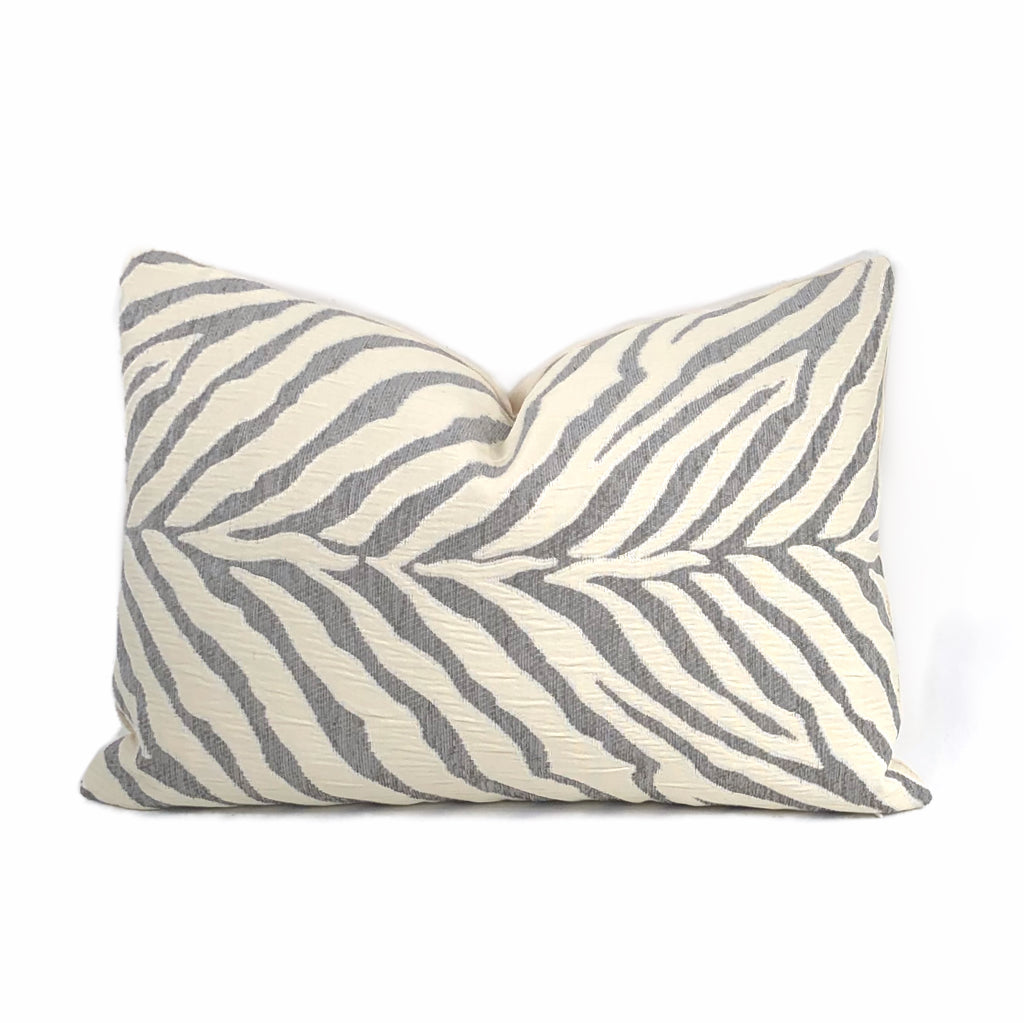 Gray Cream Tiger Zebra Stripes Upholstery Chenille Pillow Cover - Soft Decorative Throw Pillow Case for Sofa, Bed, Couch - Home Decor & Living Room Accessories