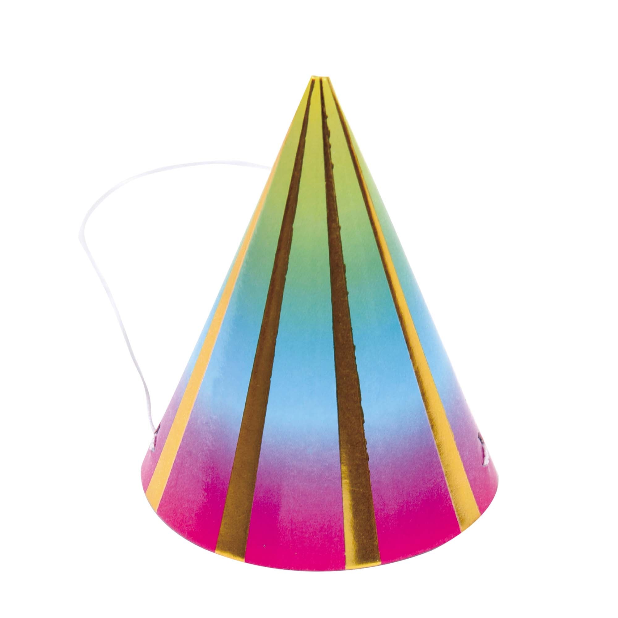 8-Pack Rainbow Mini Party Hats with Hot Foil Stamp - Perfect for Birthday Celebrations, Baby Showers & Festive Events