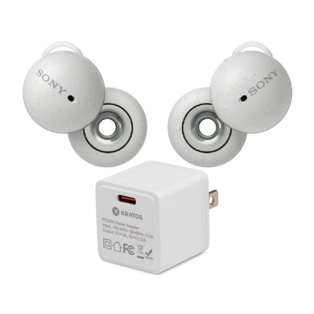 Sony LinkBuds True Wireless Bluetooth Earbuds (White) with USB-C Charging Adapter - Noise Cancelling Headphones for Running, Workout, Travel & Office Use