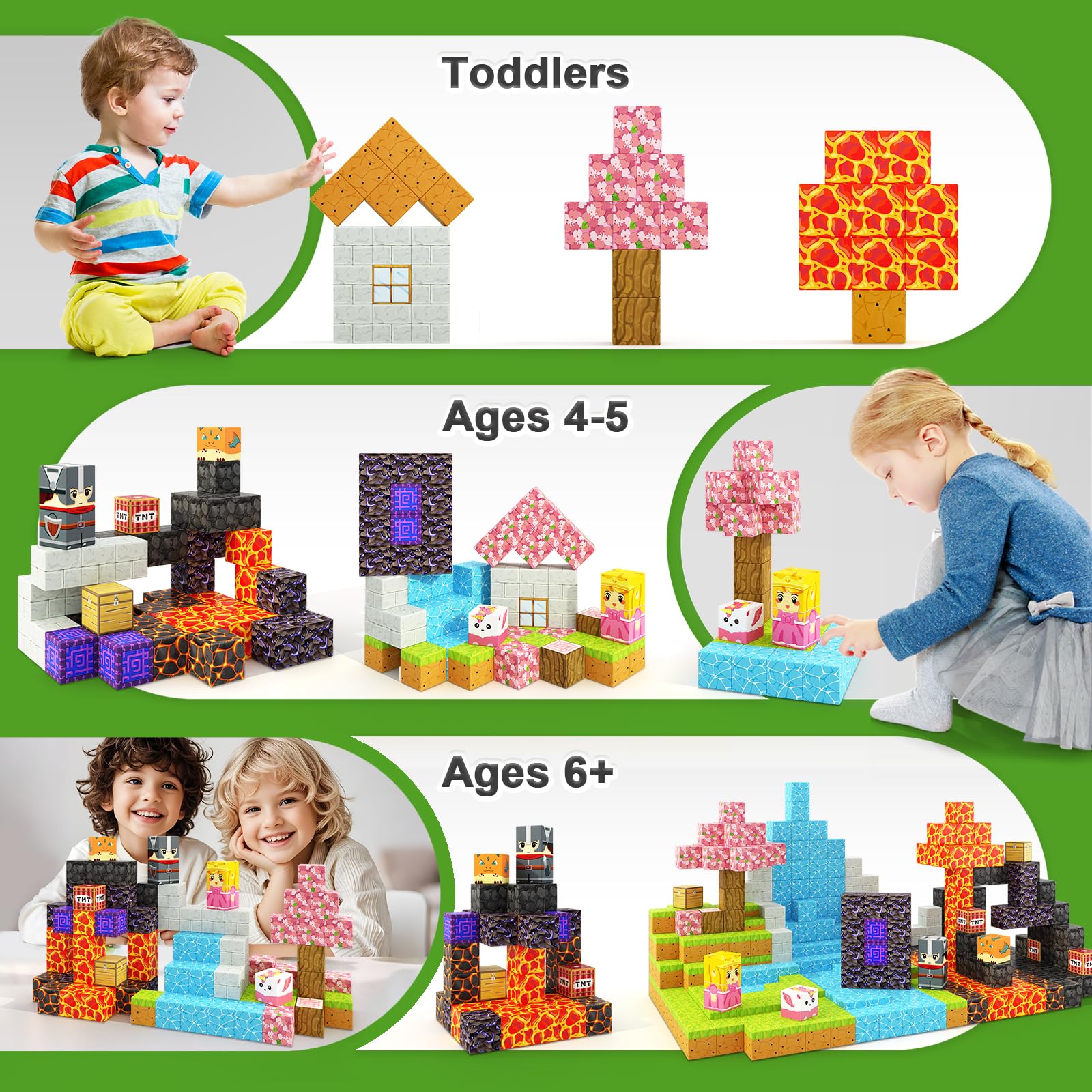 Magnetic Building Blocks 84PCS - STEM Educational Toys for Kids Ages 3+, Creative Construction Set with Magnetic Tiles for Boys & Girls - Perfect for Indoor Play, Preschool Learning & Sensory Development