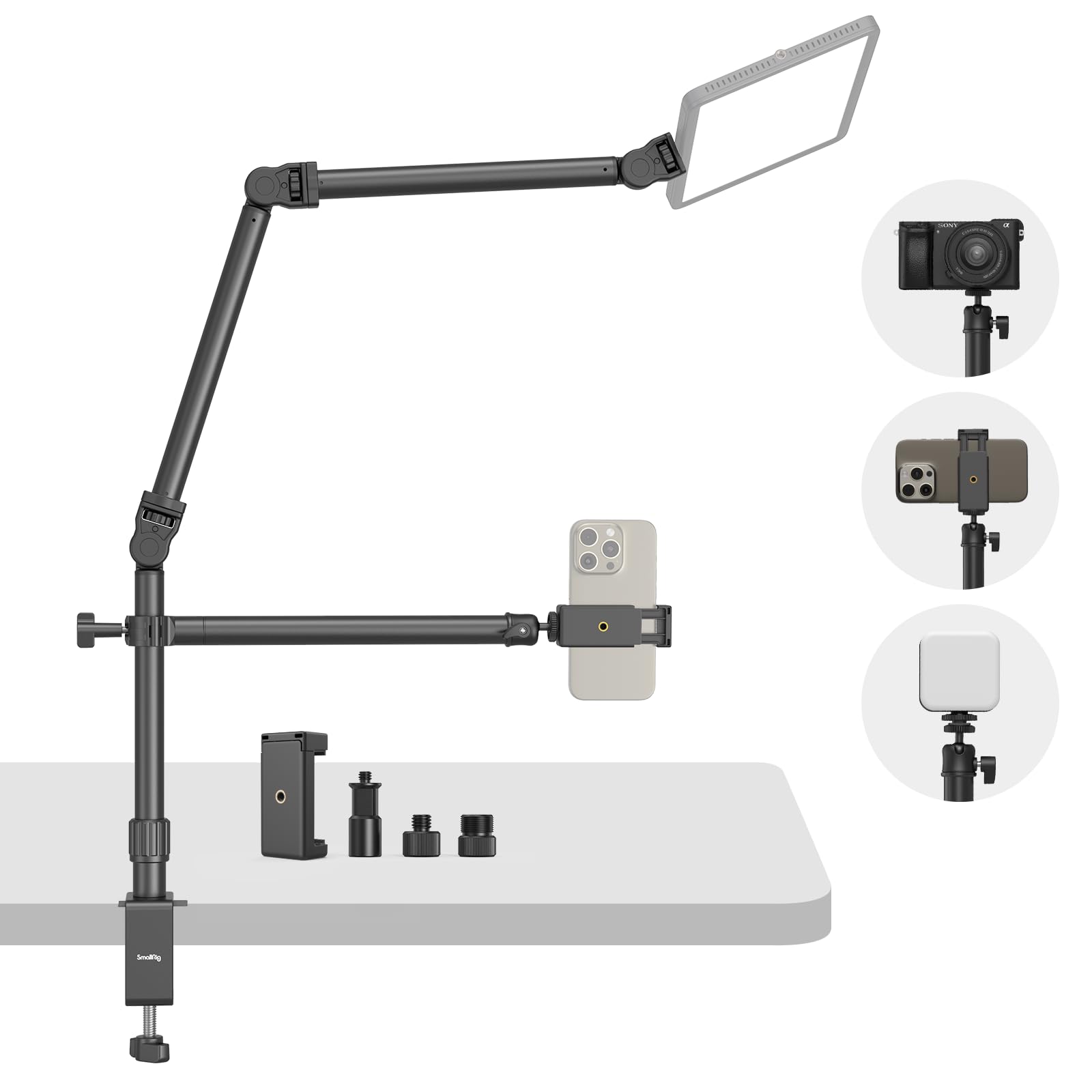 SMALLRIG Flexible Camera Desk Mount with 360° Ball Head & C-Clamp - Adjustable Arm for Photography, Videography, Live Streaming (Model 4456) - Perfect for YouTube Creators, Vloggers & Home Studio Setup