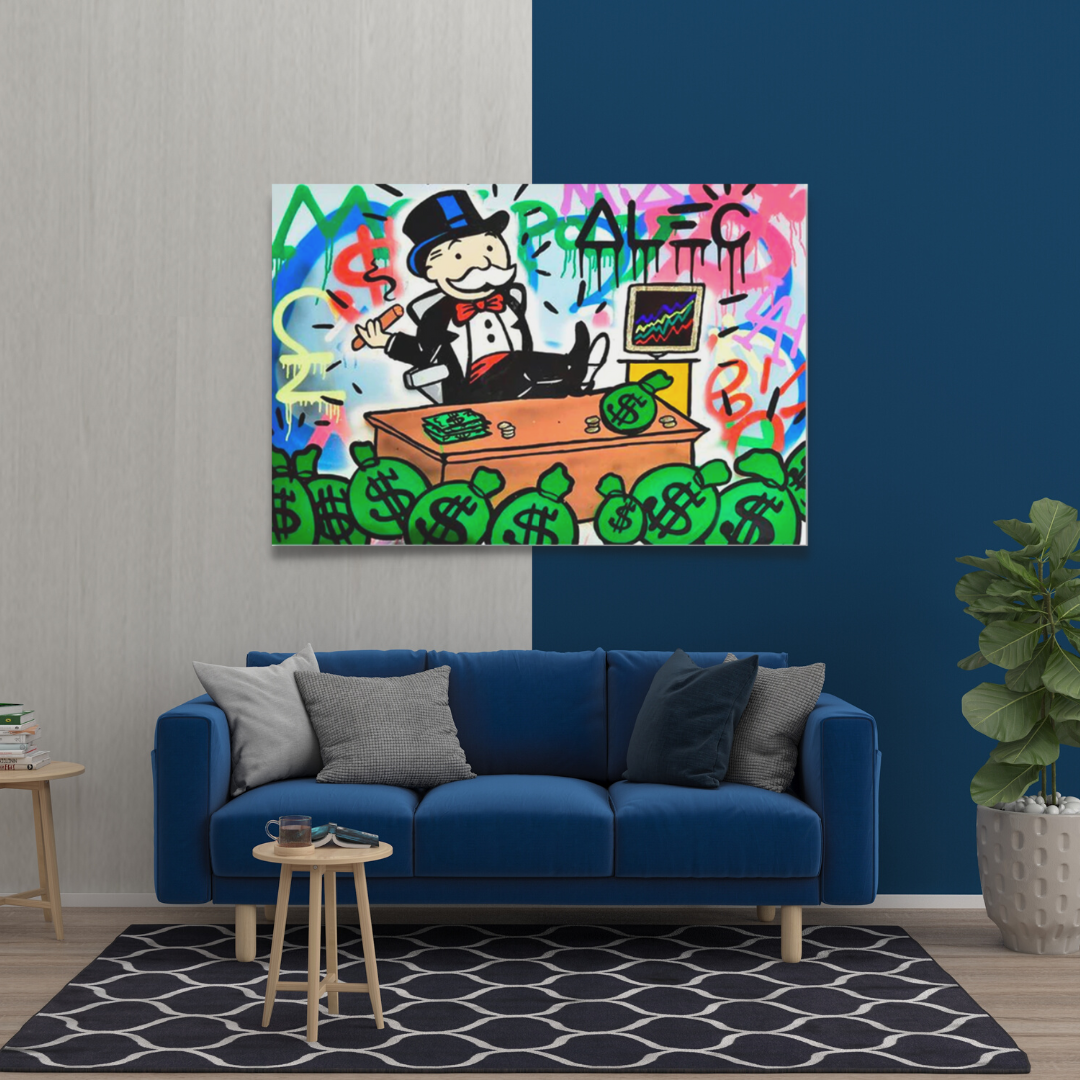 Alec Monopoly Stock Broker Art: Millionaire Canvas Print Wall Decor for Office, Living Room & Gallery | Modern Investment-Themed Artwork