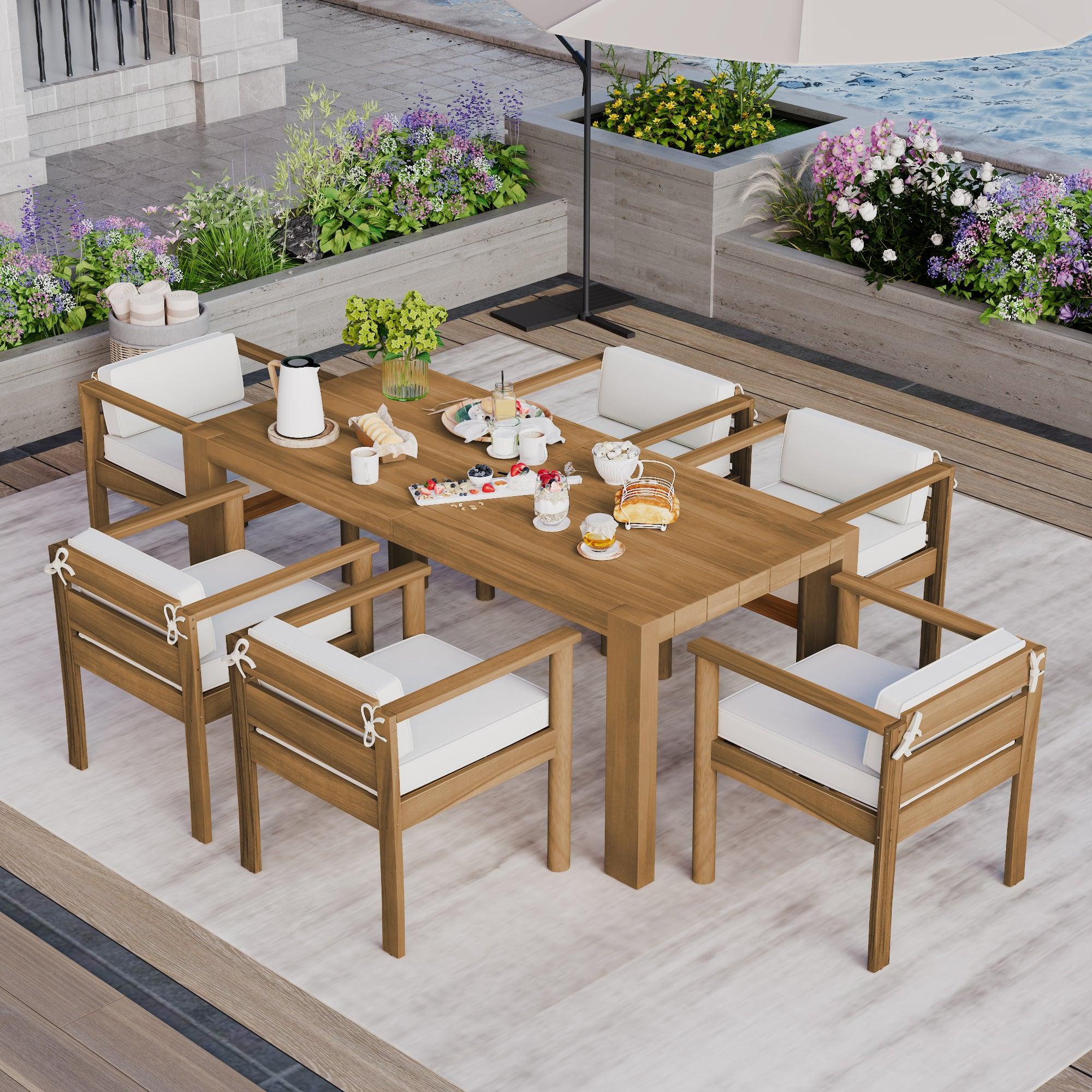 7-Piece Outdoor Patio Dining Set with 72.8