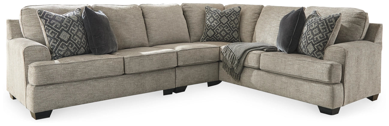 Bavarian 3-Piece Sectional Sofa Set with Stone Gray Fabric - Modern Living Room Furniture for Small Spaces & Apartments