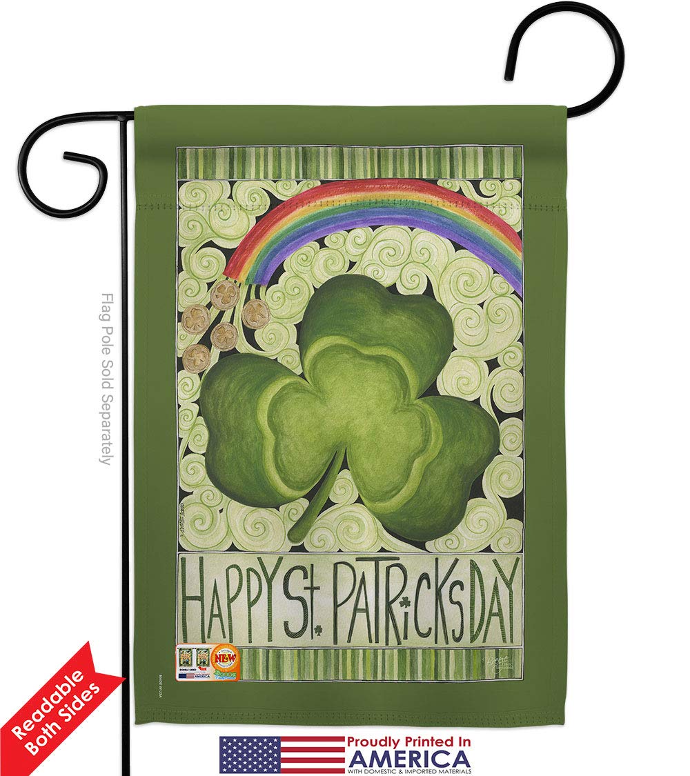 St Patricks Day Garden Flag Set - Double-Sided Shamrock Banner for Yard Decor