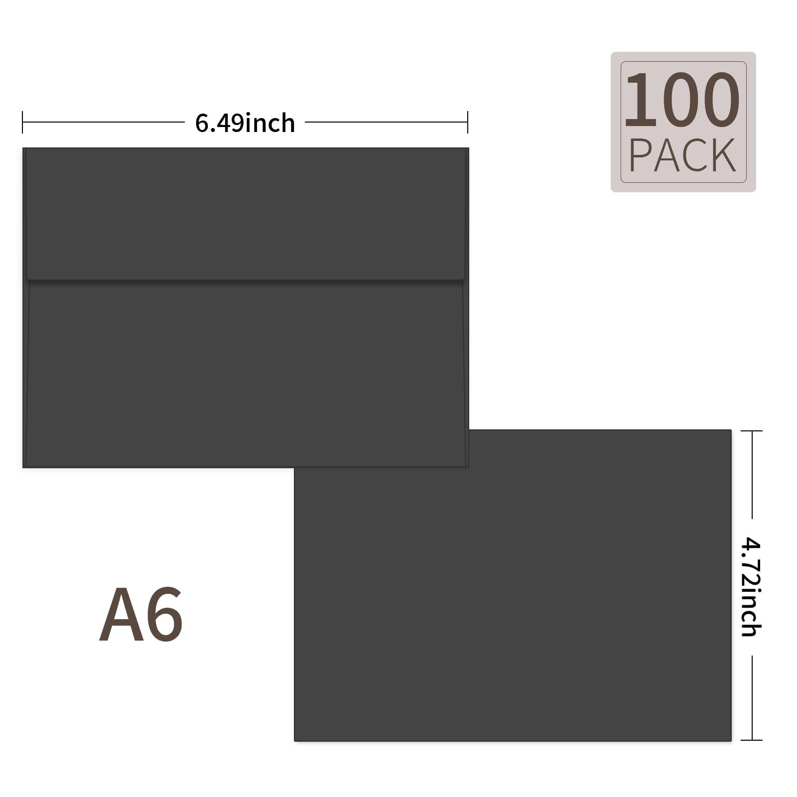100 Pack 4x6 Self Seal Envelopes - A6 Size Invitation Envelopes for Wedding, Birthday, Baby Shower & Party Cards - Premium Black Stationery for Greeting Cards, RSVPs & Mailing (Black)