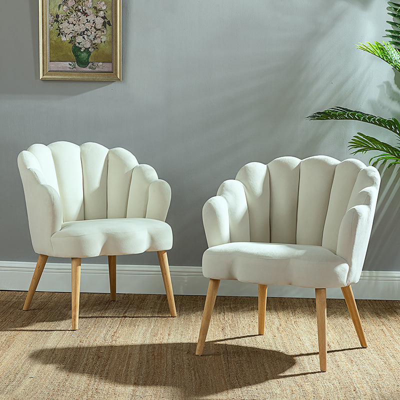 Ariel Scalloped Velvet Armchair - Luxurious Velvet Upholstered Accent Chair for Living Room, Bedroom & Office - Elegant Home Decor Furniture for Comfortable Seating